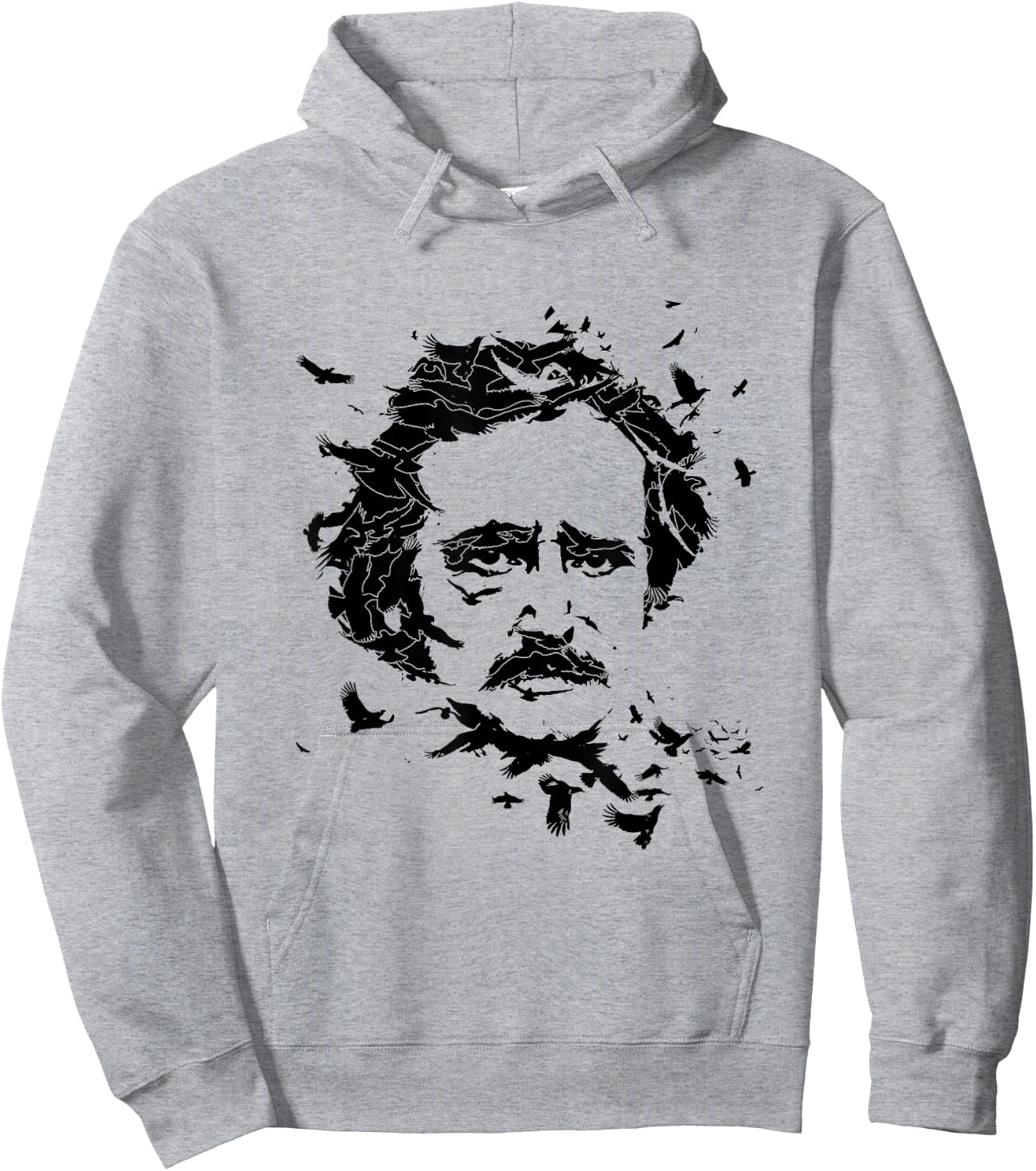 Edgar Allan Poe Raven Face Art Poem Tribute Hoodie - Hoodie | Ash