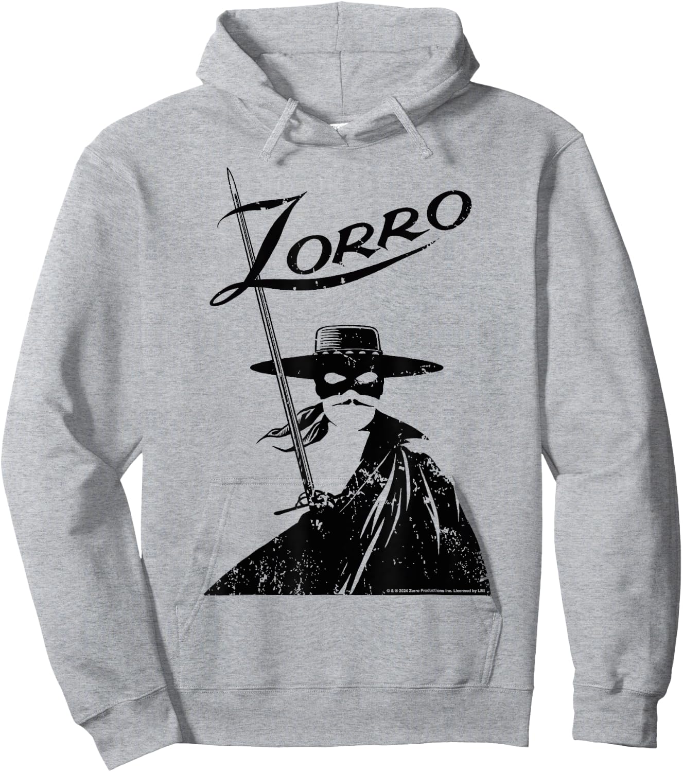 Zorro Sword Mask and Cape Silhouette , white, S Hoodie - Hoodie | Ash