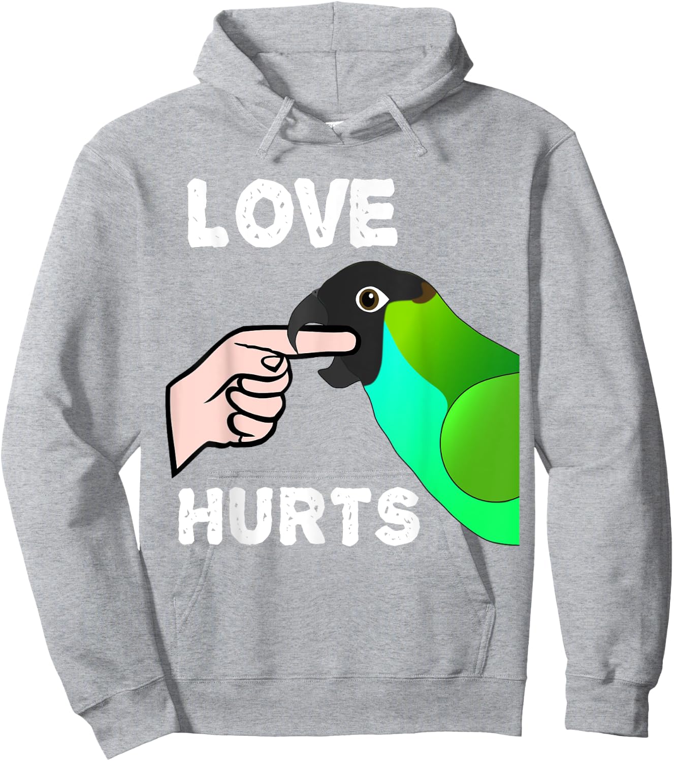 Love Hurts Nanday Conure Parrot Hoodie - Hoodie | Ash