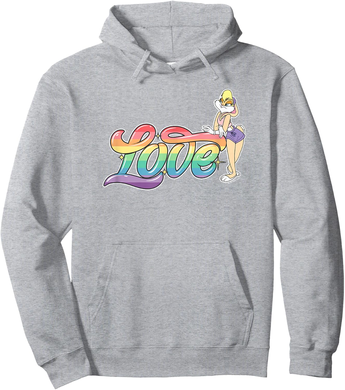 Looney Tunes Lola Bunny Love Cursive Rainbow Hoodie - Hoodie | Ash