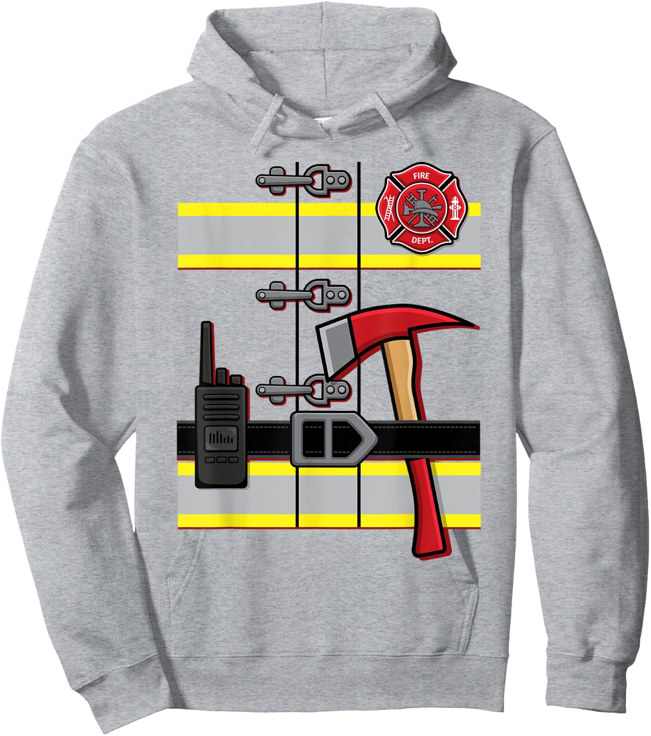 Halloween DIY Firefighter Uniform Costume Small Hoodie - Hoodie | Ash