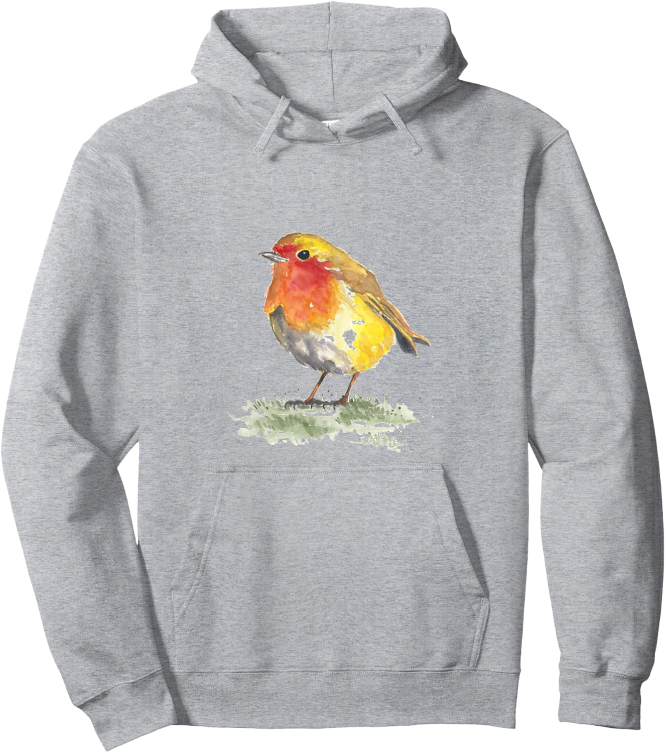 Robin Bird Motif, Print Gift , White, s Hoodie - Hoodie | Ash