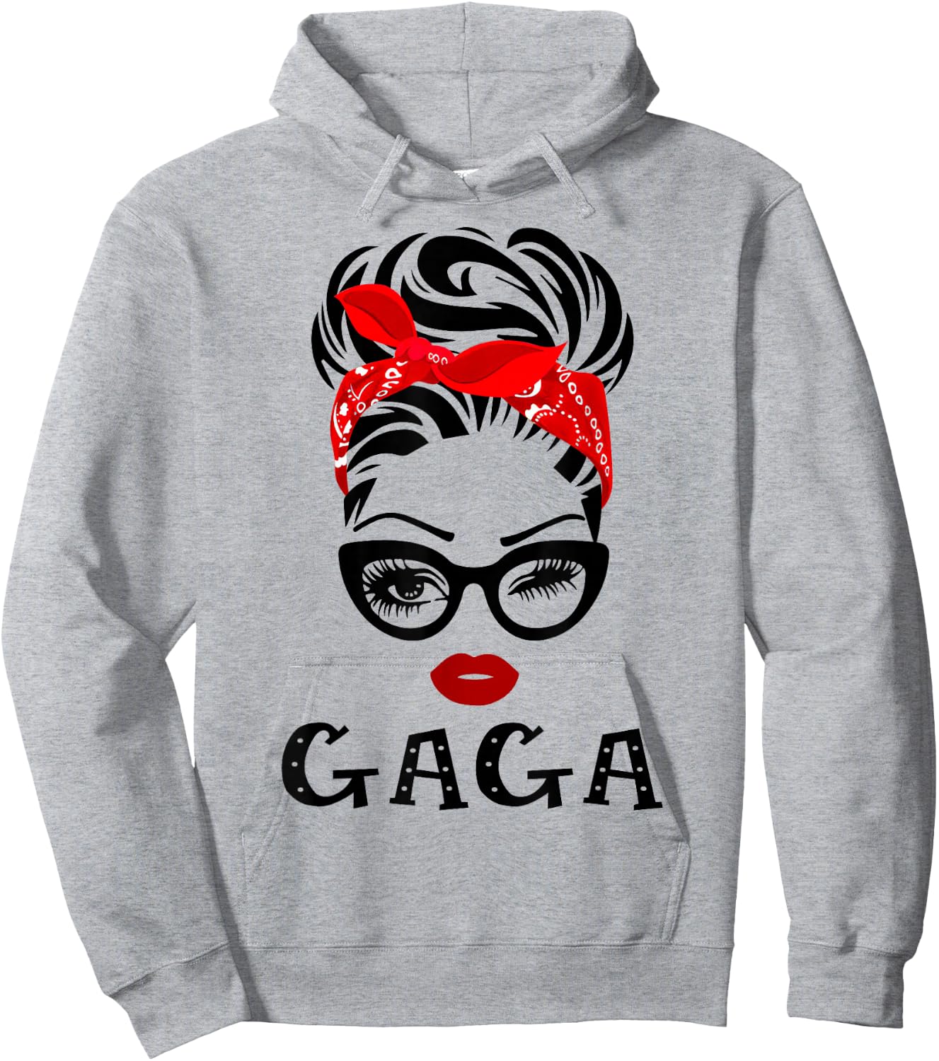 GAGA Wink Eye Woman Face Gift GAGA Grandma Hoodie - Hoodie | Ash