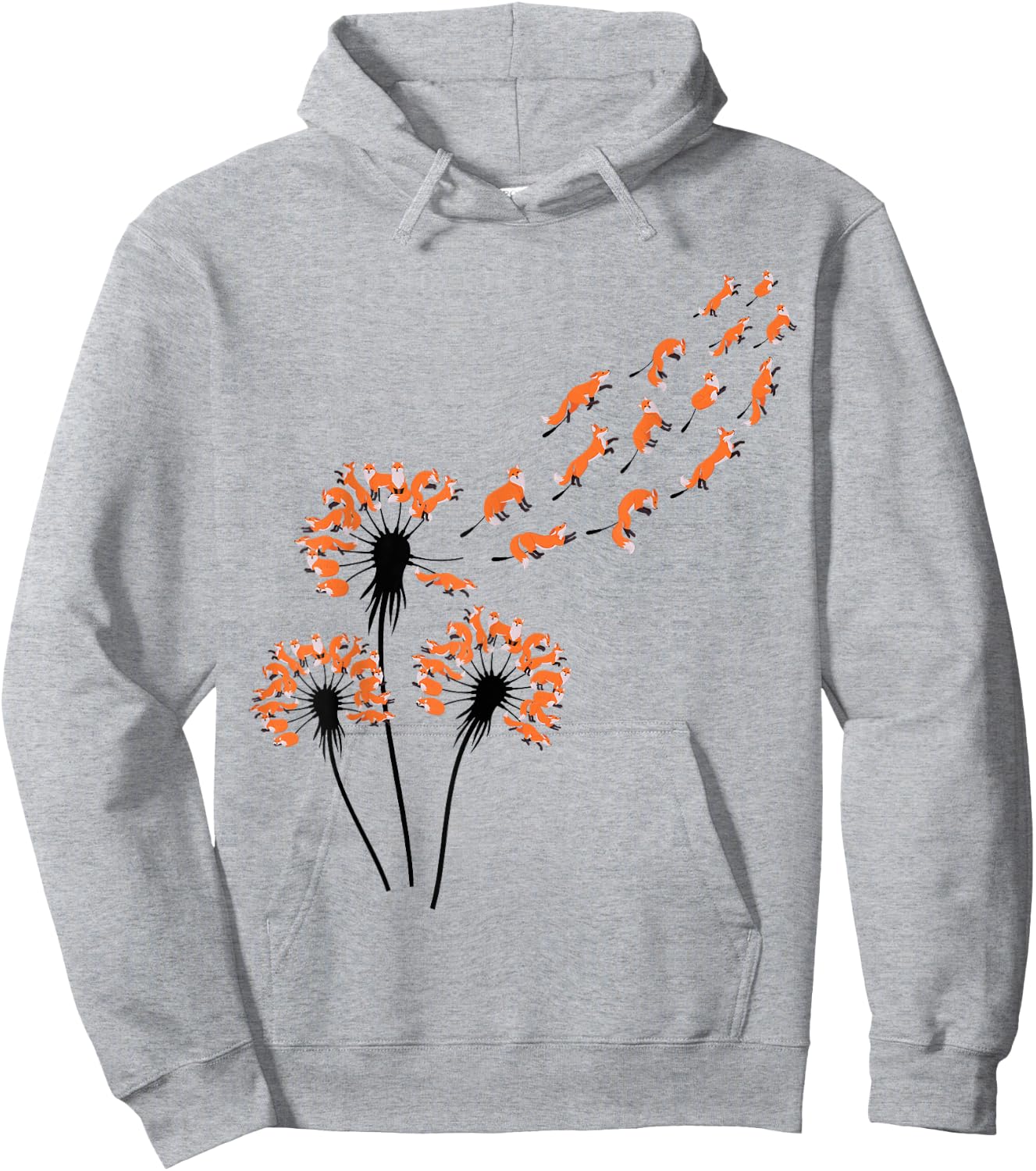 Flower Dandelion Foxes for Fox Lover | Fox Hoodie - Hoodie | Ash