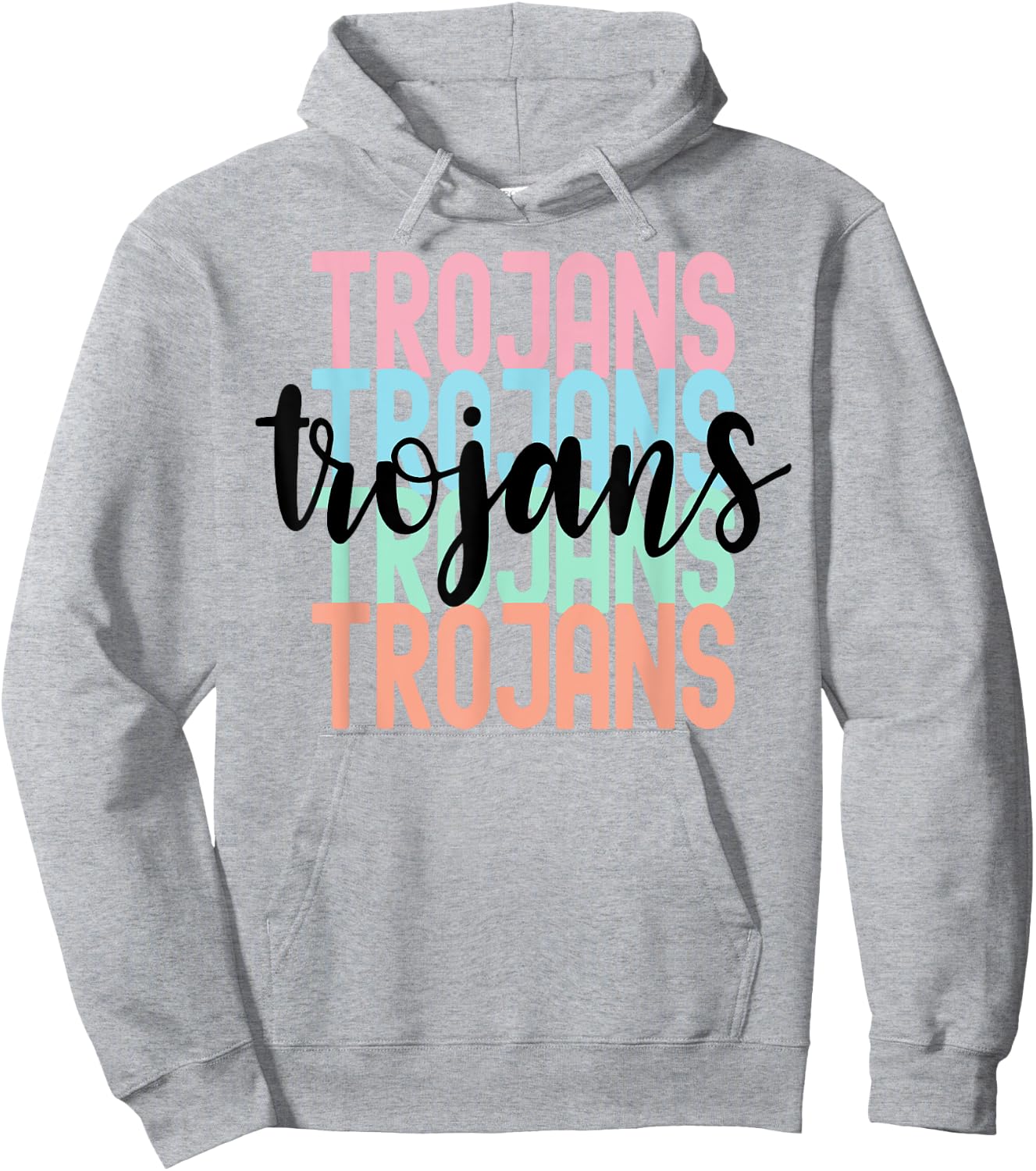 Trojans Team Mascot School Spirit Game Night Hoodie - Hoodie | Ash