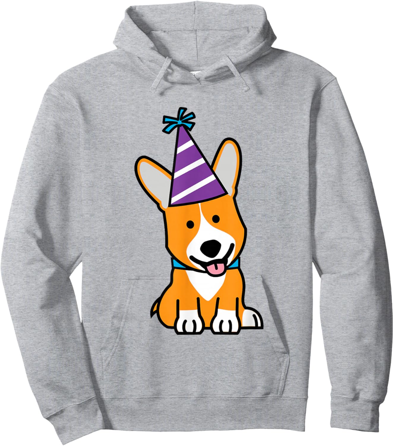 Happy Birthday Party Hat Corgi Welsh dog puppy Hoodie - Hoodie | Ash
