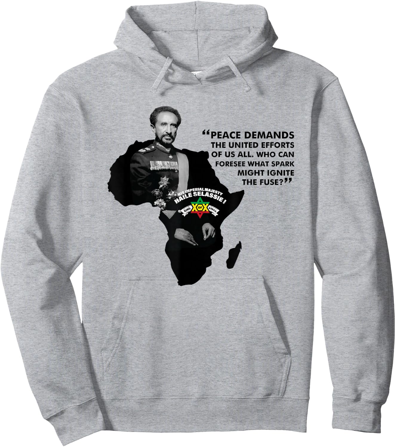 Haile Selassie Quote - Peace Demands Hoodie - Hoodie | Ash