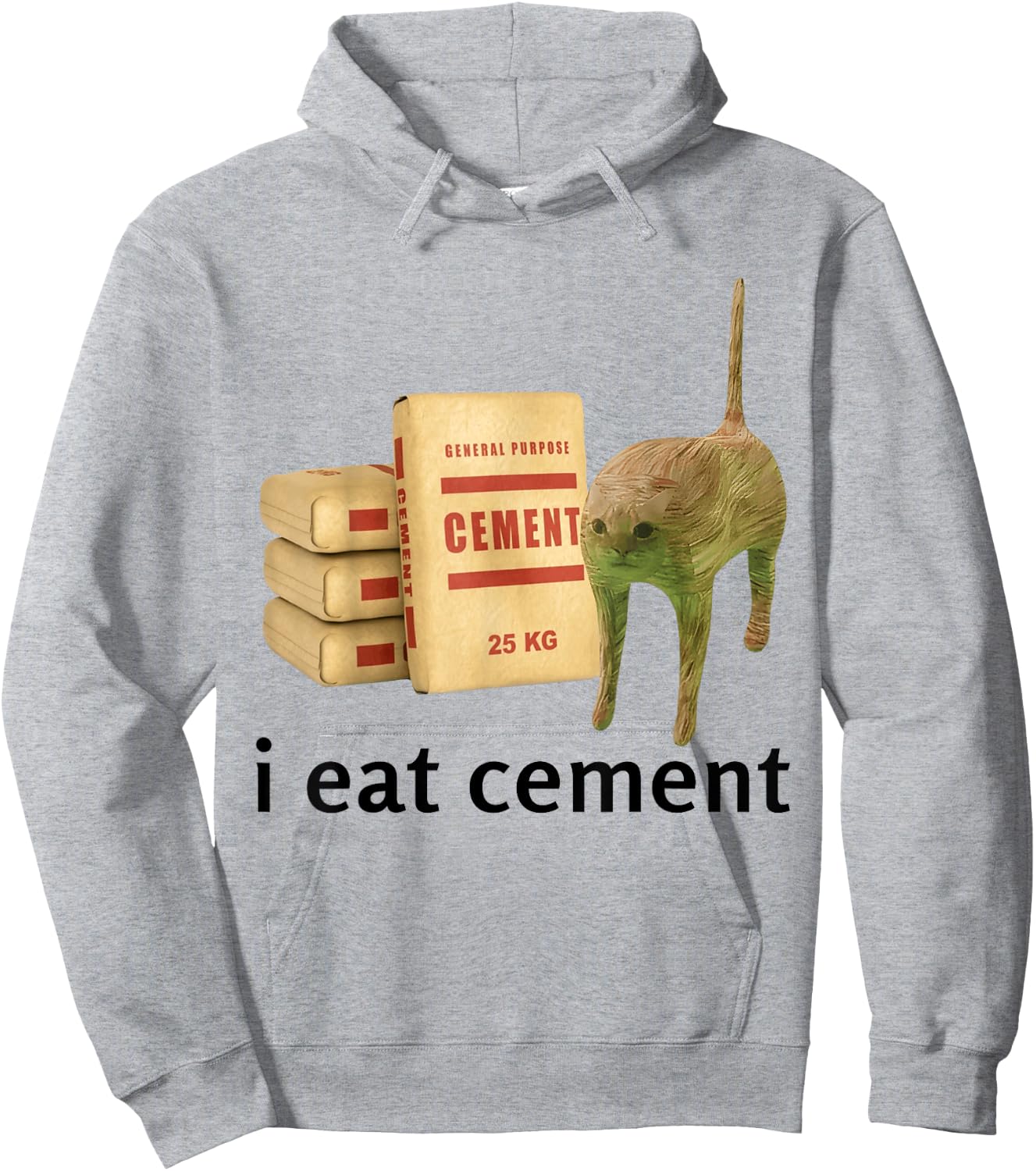 I Eat Cement Cat Shirt Kids Funny Dank Cat Meme Hoodie - Hoodie | Ash