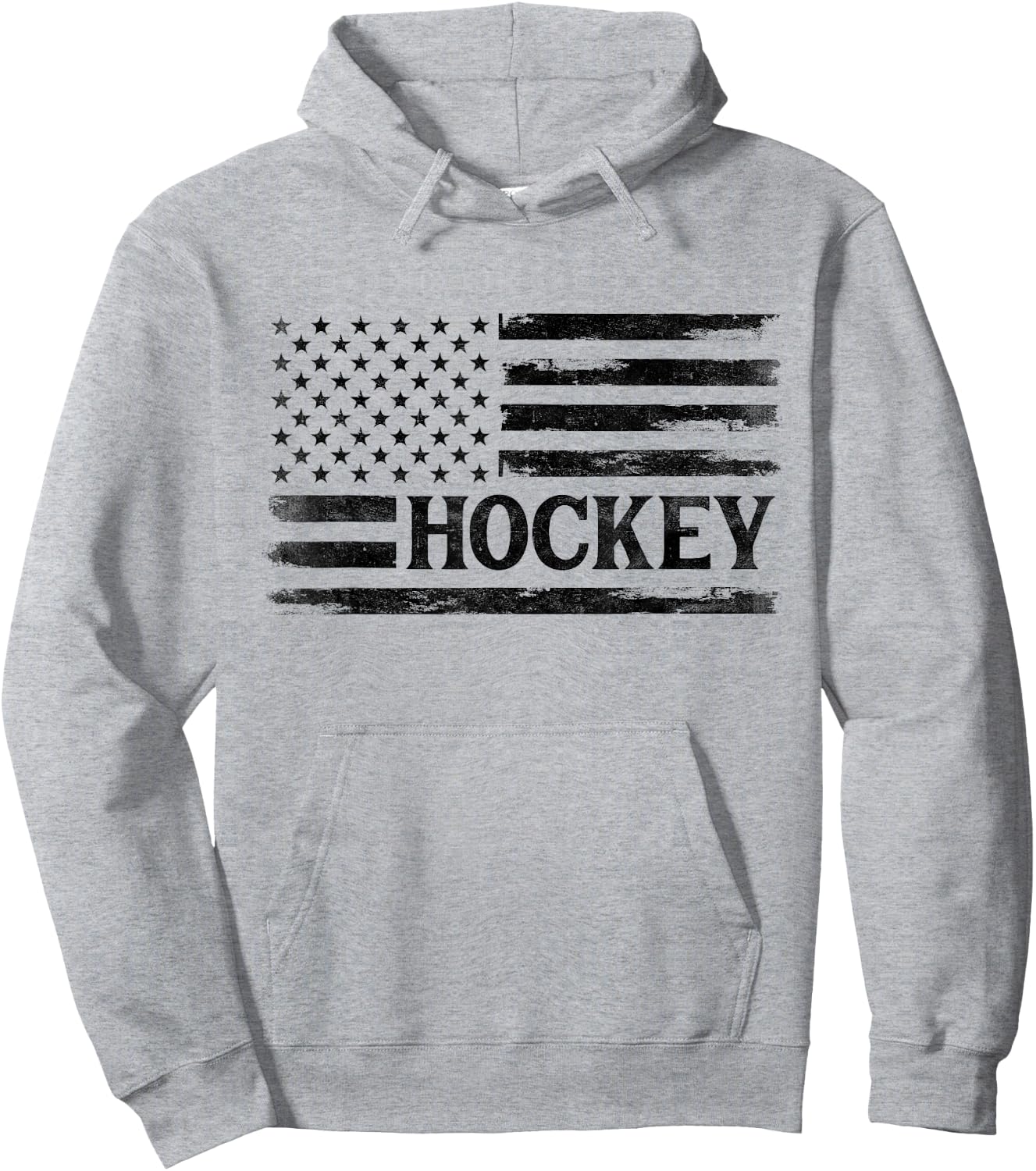 Hockey Black Vintage USA Flag Player Coach Boy Hoodie - Hoodie | Ash