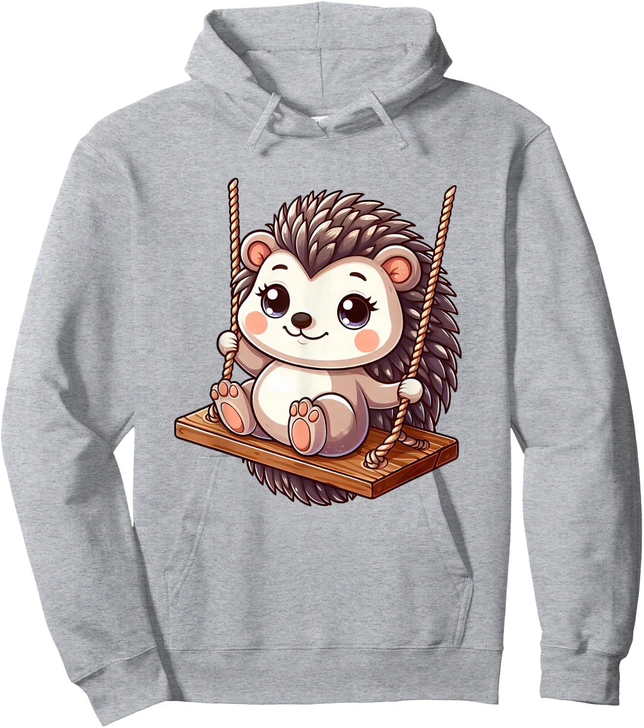 Swinging Hedgehog on a Swing , White Hoodie - Hoodie | Ash
