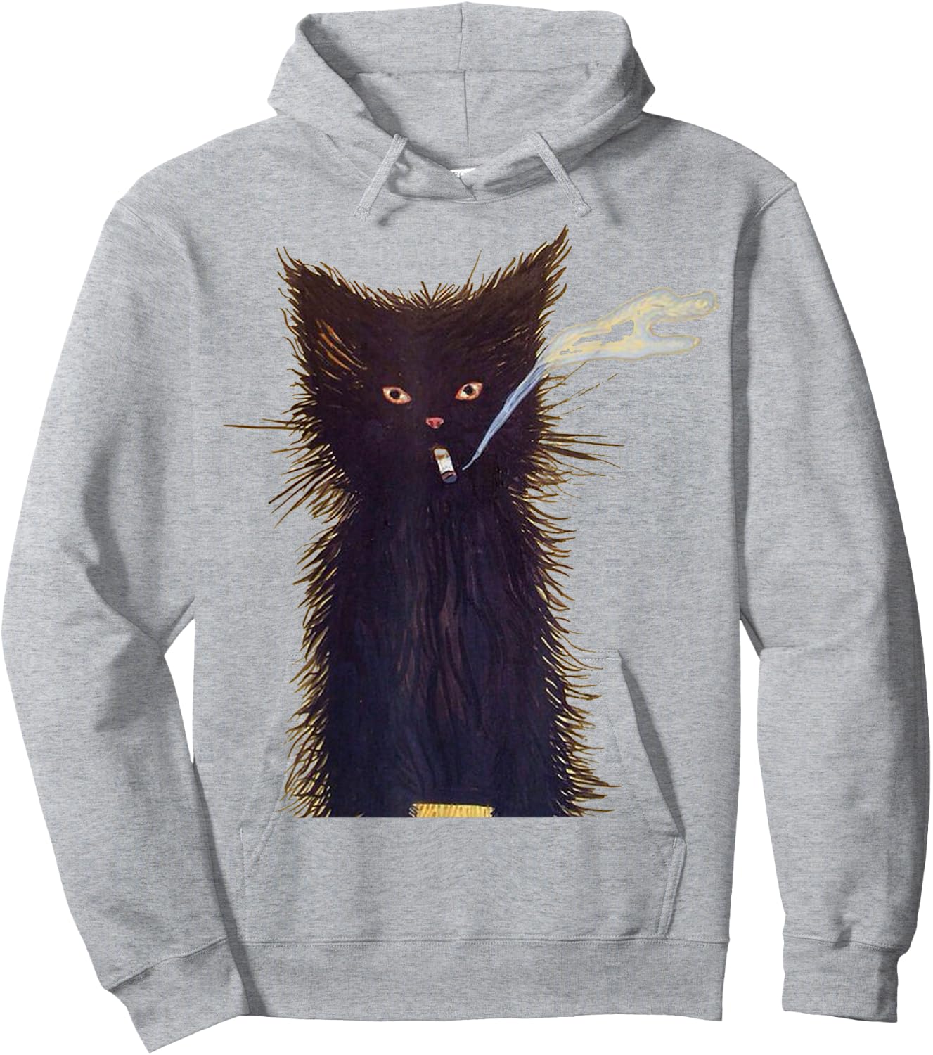 Smoking Black Cat Art Smoke Hoodie - Hoodie | Ash