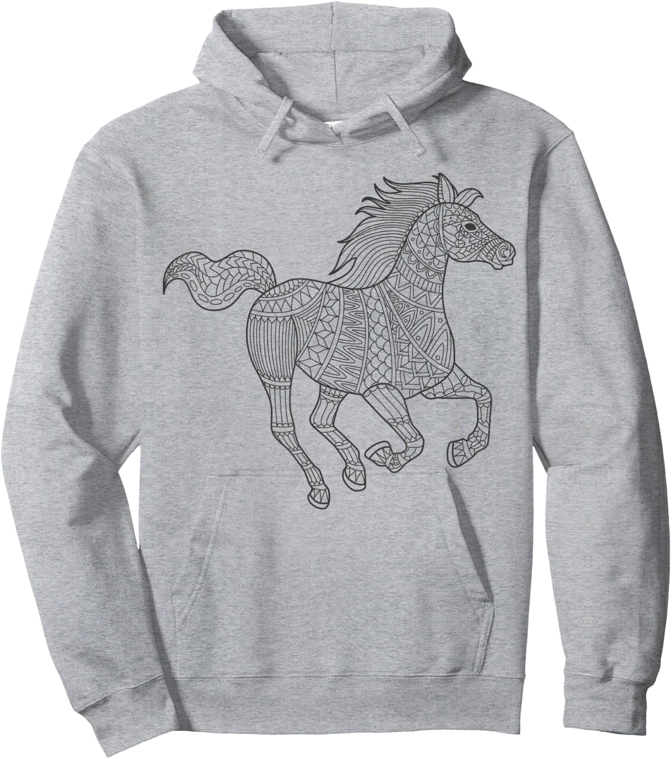 Pferd Mandala zum bemalen & ausmalen für Kinder Hoodie - Hoodie | Ash