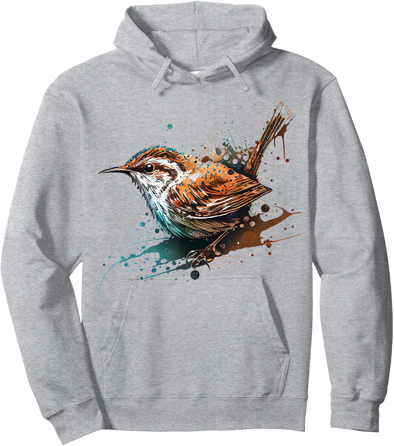 Wren, cute bird painting Hoodie - Hoodie | Ash