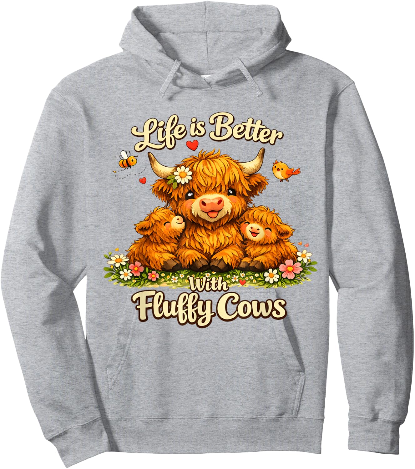 Life is Better with Fluffy Cows Hoodie - Hoodie | Ash