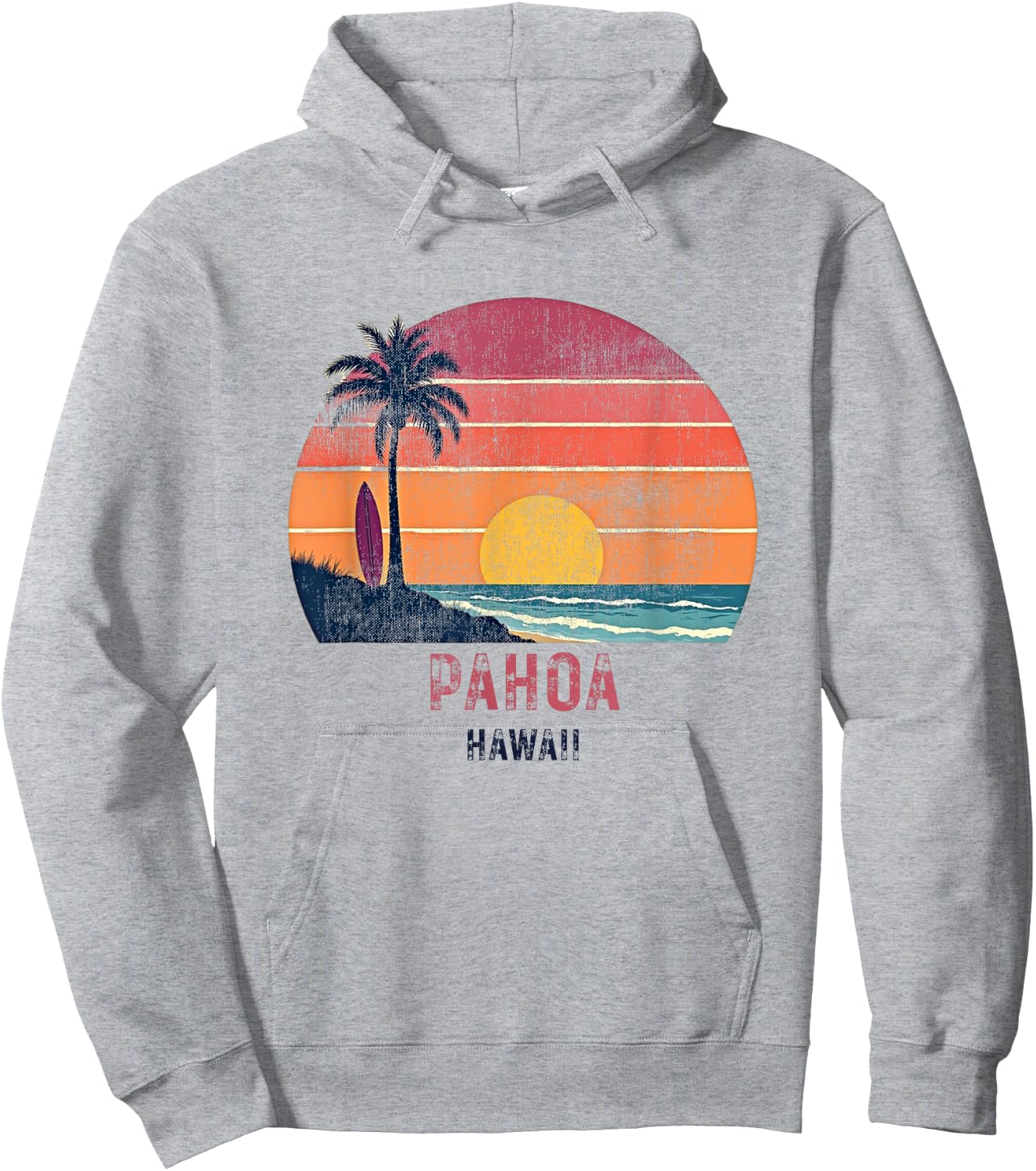 Pahoa Hawaii Retro Vintage Weathered Souvenir Hoodie - Hoodie | Ash