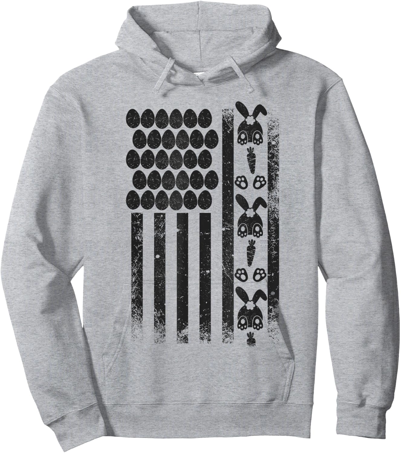 Funny Easter Flag Eggs and Bunny Adult Humor Hoodie - Hoodie | Ash