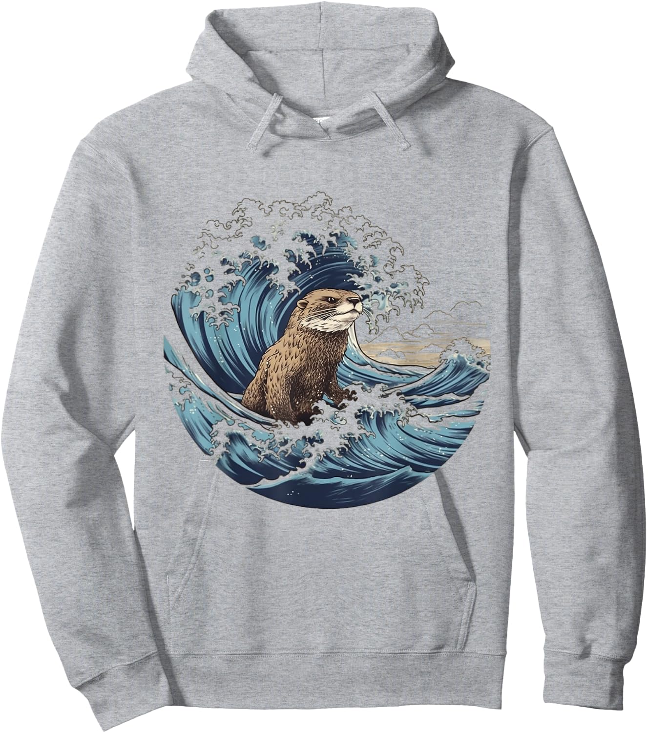 River Otter The Great Wave Of Kanagawa Hoodie - Hoodie | Ash