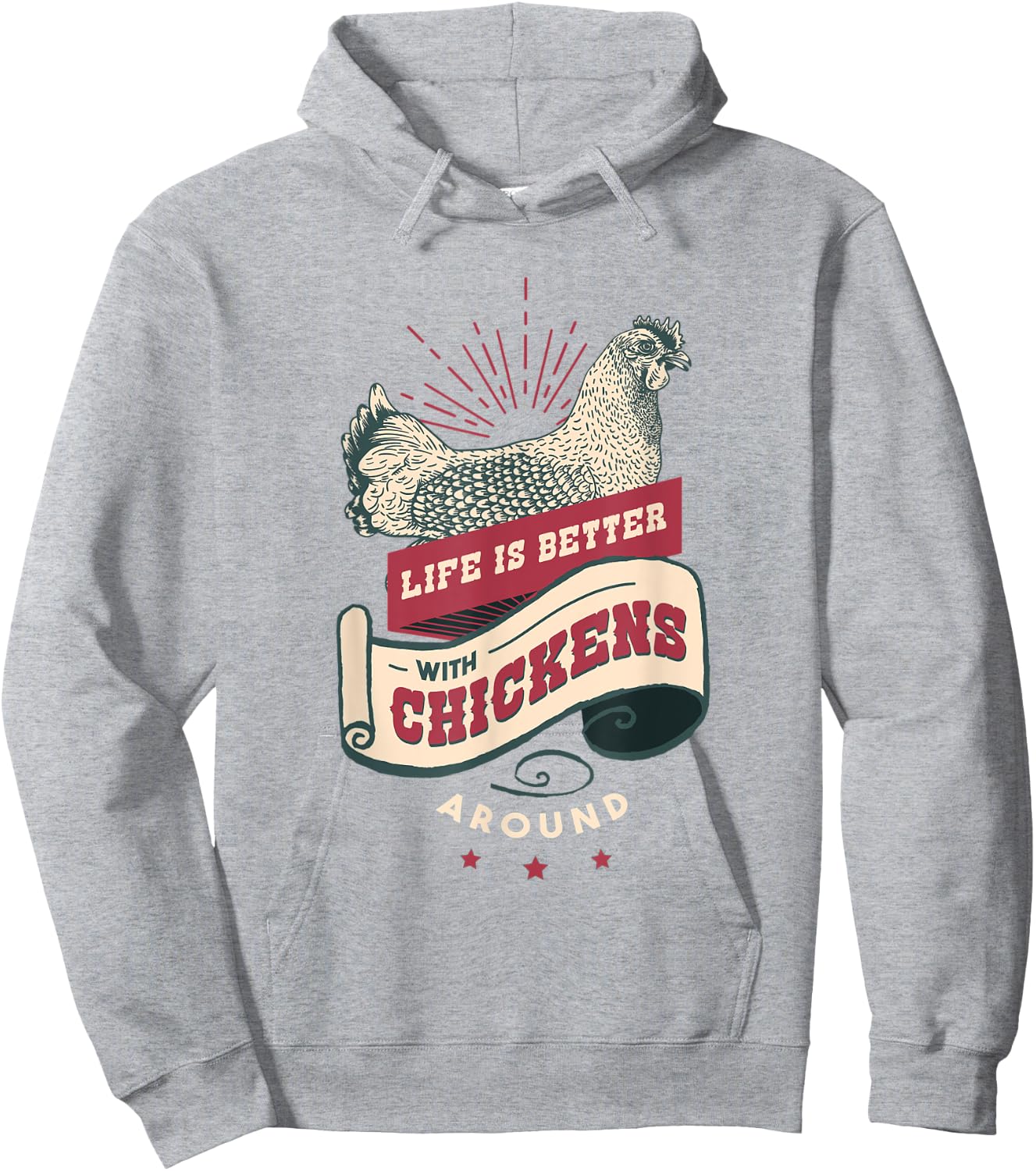 Live is Better with Chickens T Shirt Hoodie - Hoodie | Ash