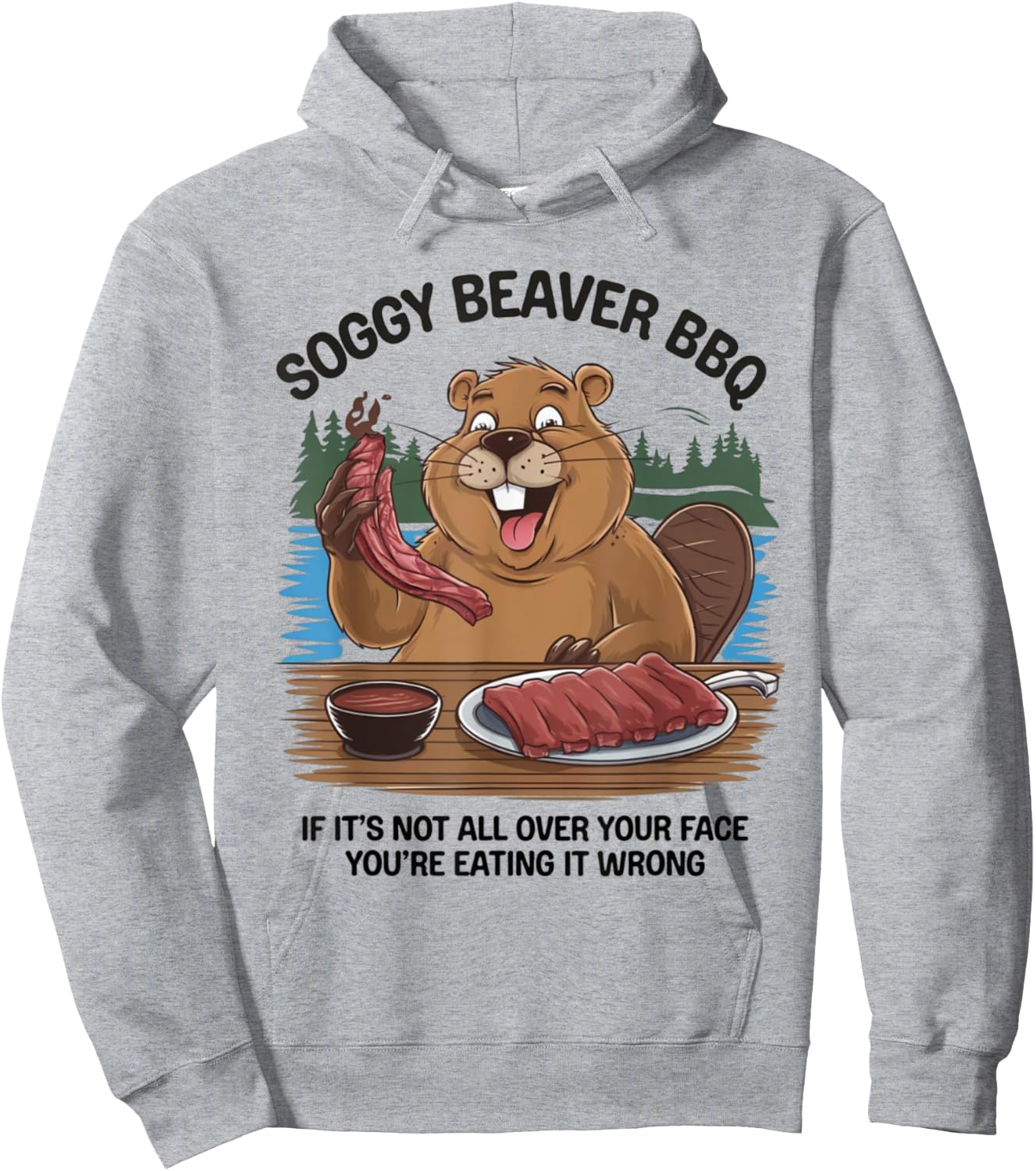 Soggy Beaver Bbq Hoodie - Hoodie | Ash