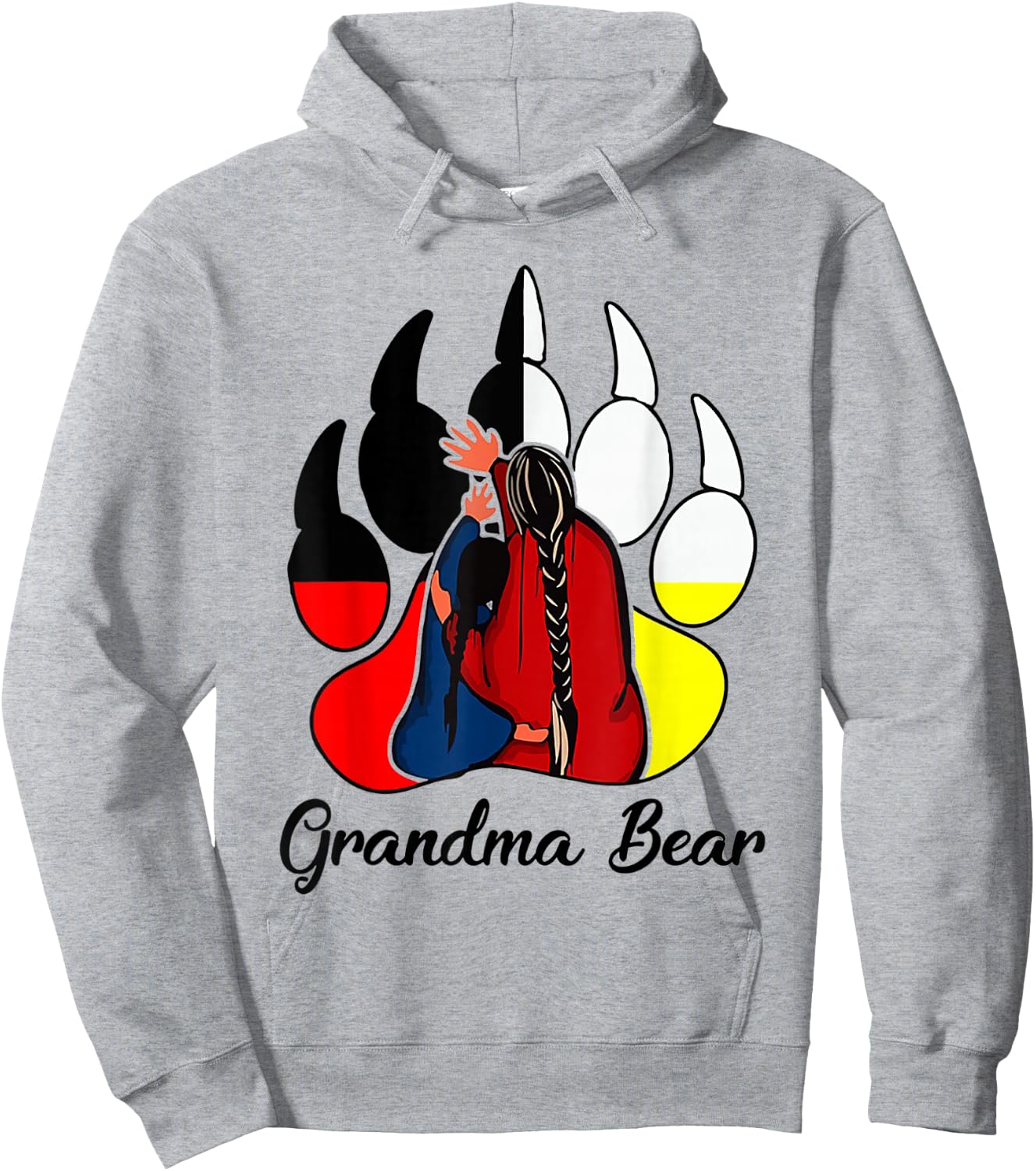 Grandma Bear Native American Hoodie - Hoodie | Ash
