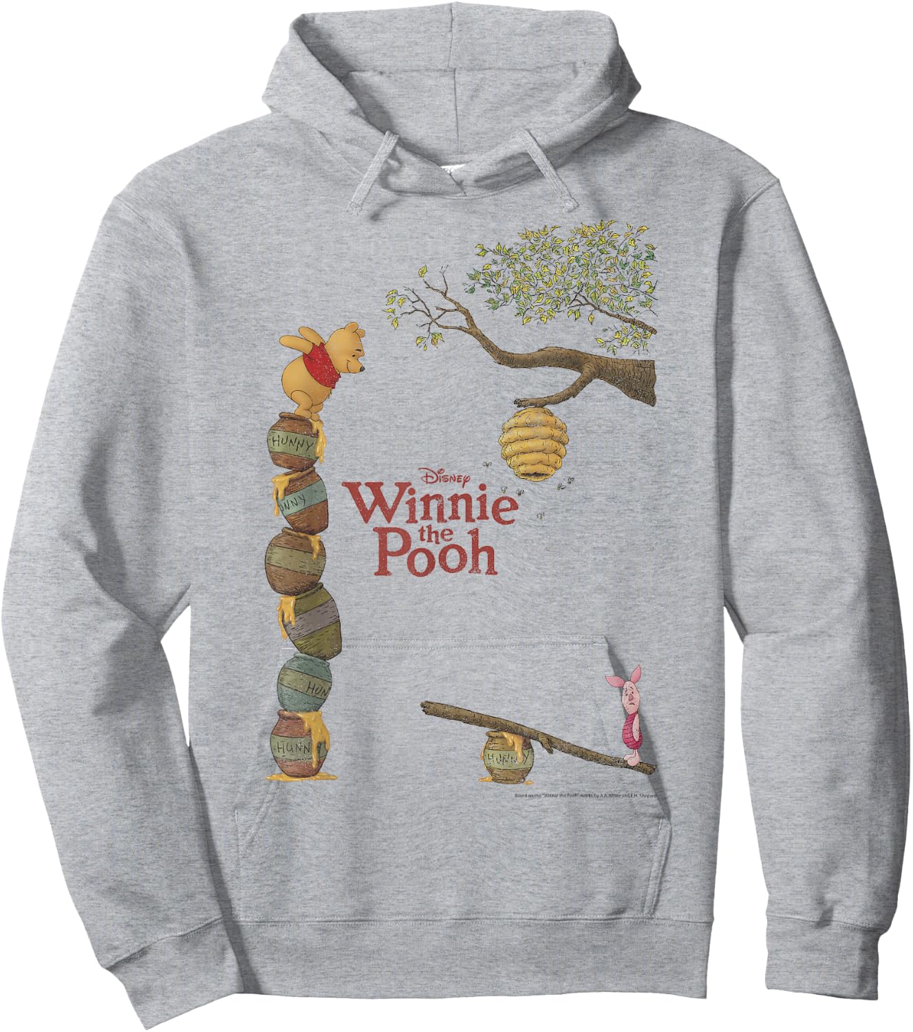 Disney Winnie The Pooh & Piglet Honey Pot Stack Hoodie - Hoodie | Ash