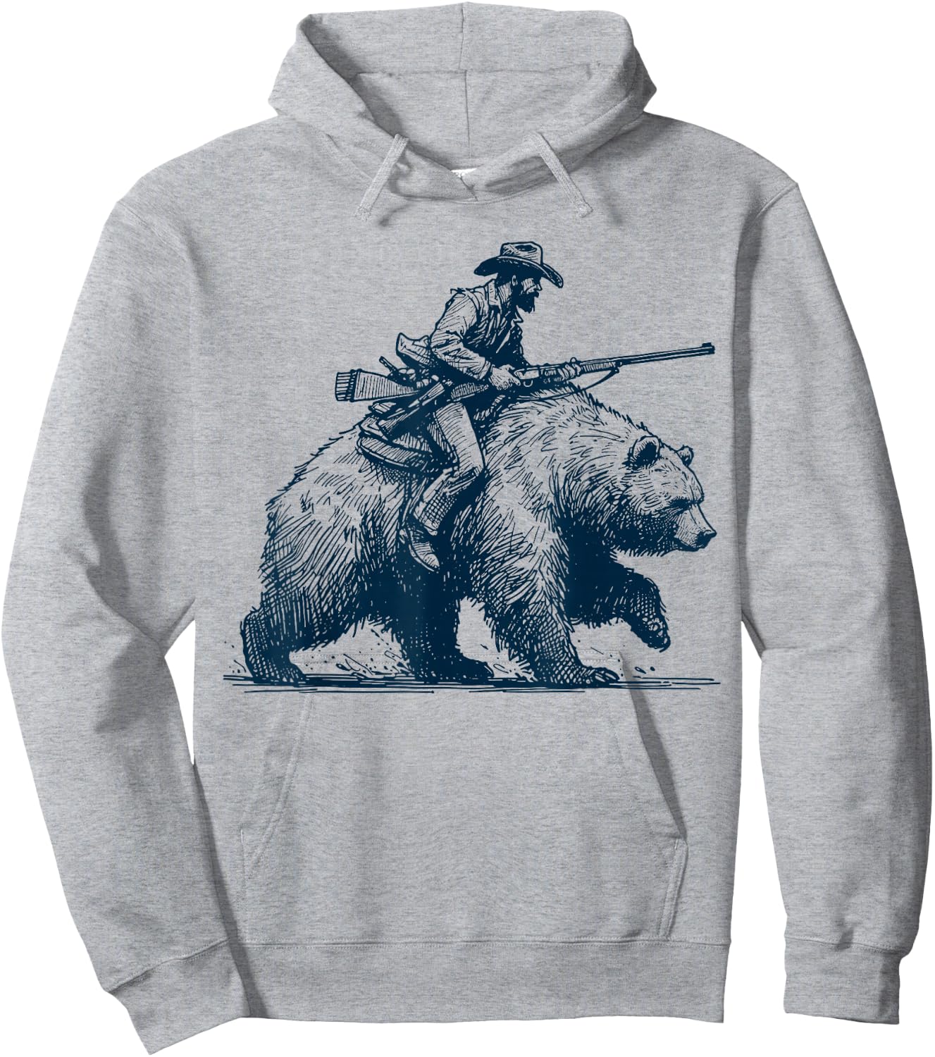 Funny Lumberjack Cowboy Riding on a Bear Hoodie - Hoodie | Ash