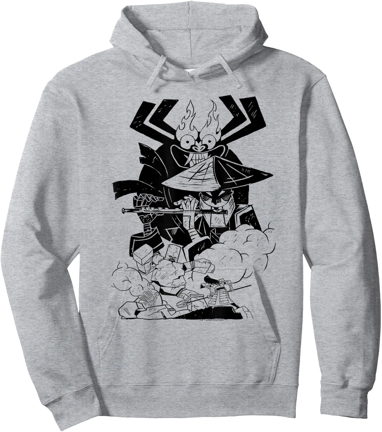 Samurai Jack Aku Scaramouche Battle Hoodie - Hoodie | Ash