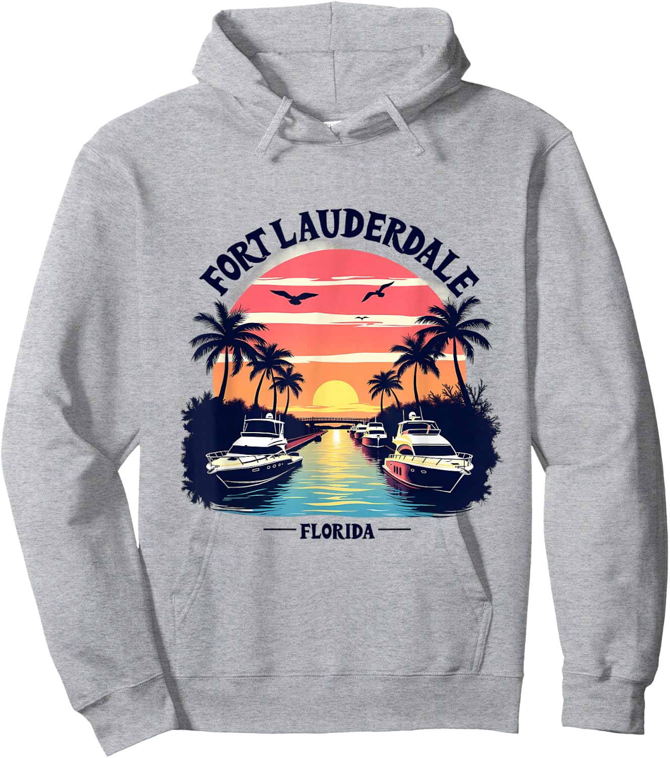Fort Lauderdale Florida Sunset Boating Scene Hoodie - Hoodie | Ash