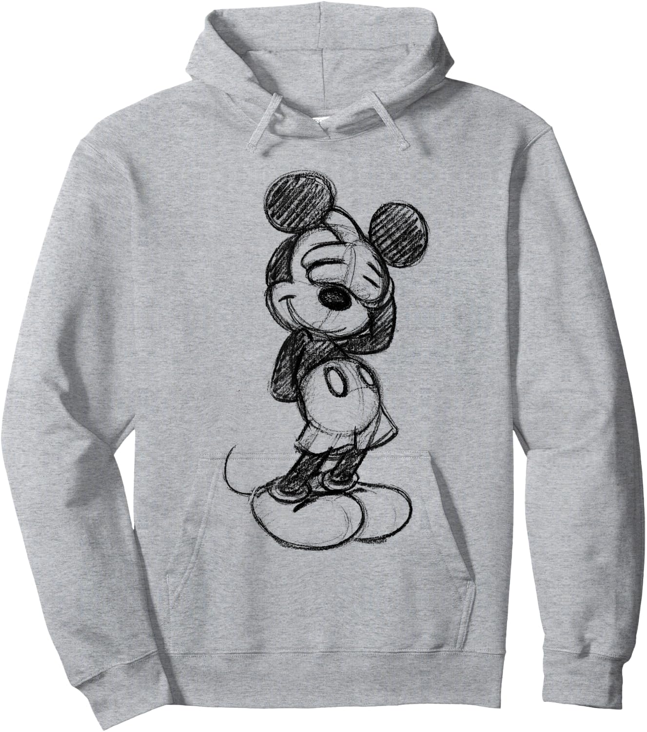 Disney Mickey Mouse Shy Sketch in Black , White Hoodie - Hoodie | Ash