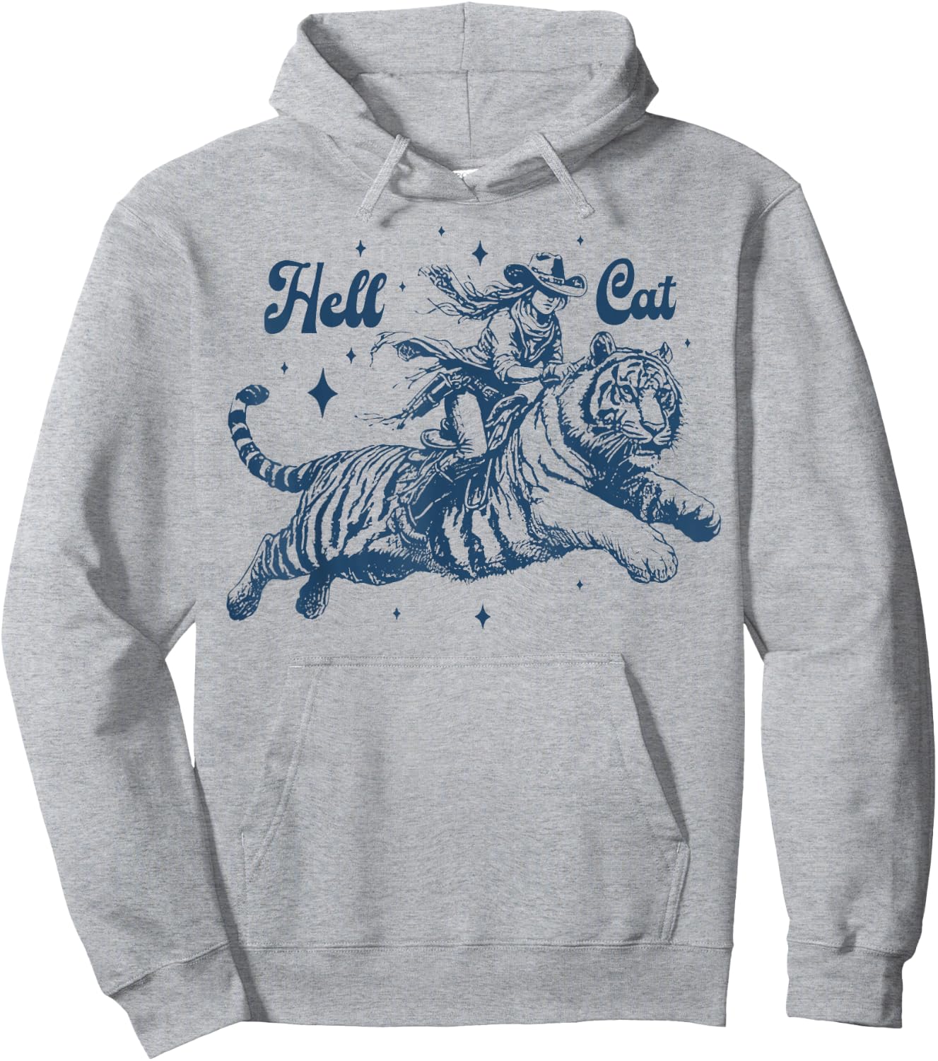 Cowgirl riding tiger Hell cat Vintage Hoodie - Hoodie | Ash