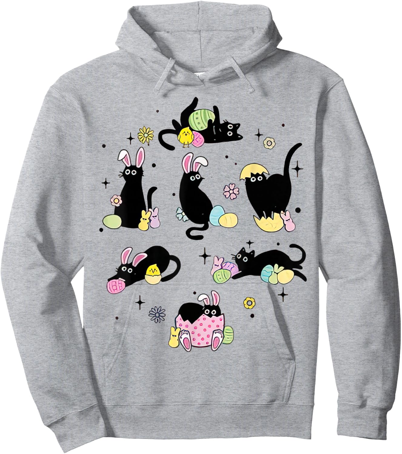 Funny Easter Black Cat Easter Day Cat Egg Hoodie - Hoodie | Ash