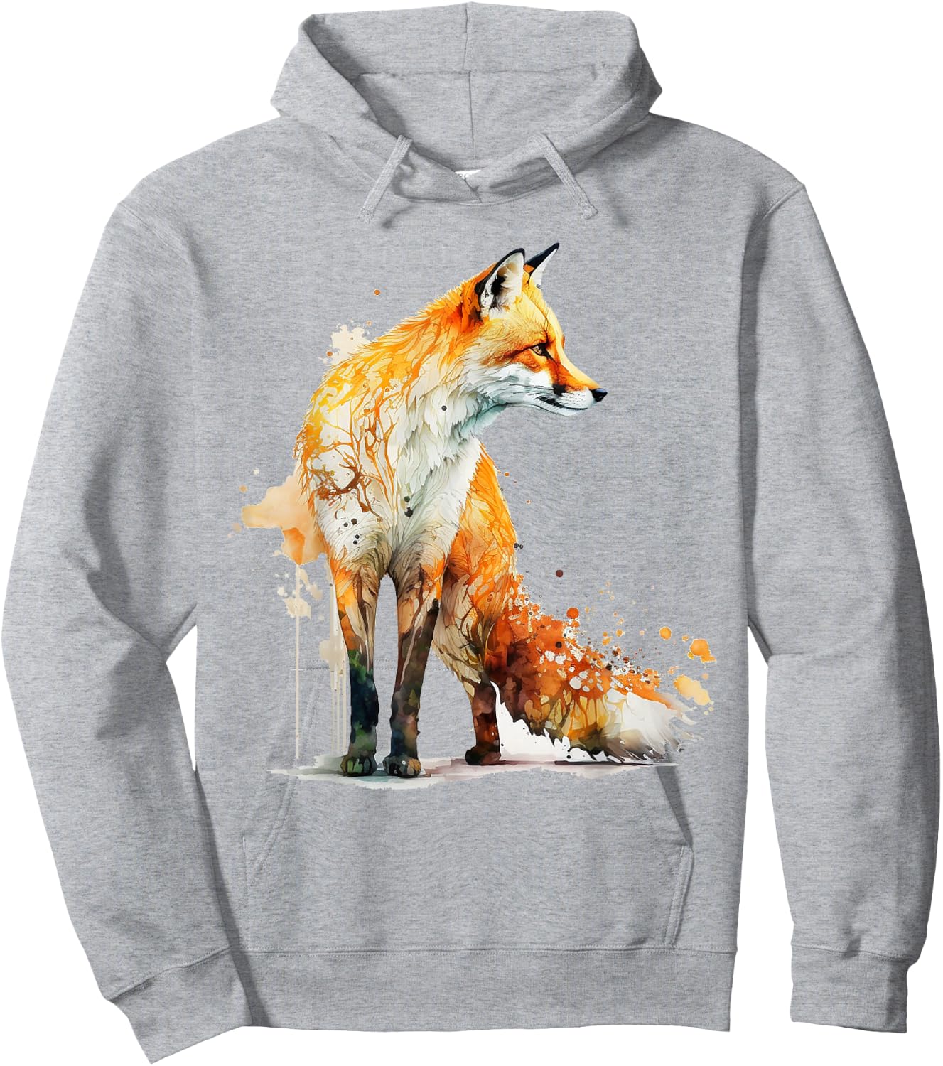 Fox Art Tierliebhaber Motiv Tierdruck Fuchs Hoodie - Hoodie | Ash