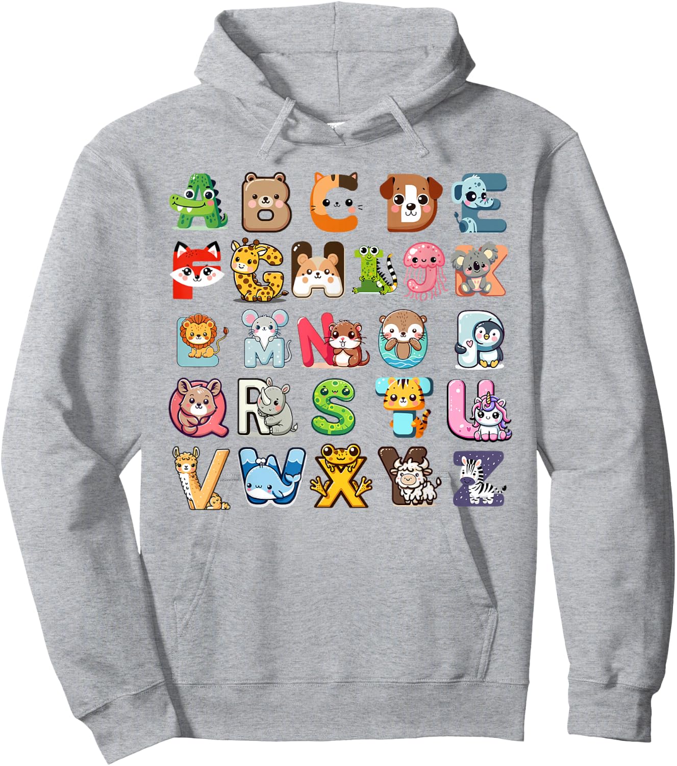 Zoo ABC Letters for Boys and Girls , White Hoodie - Hoodie | Ash