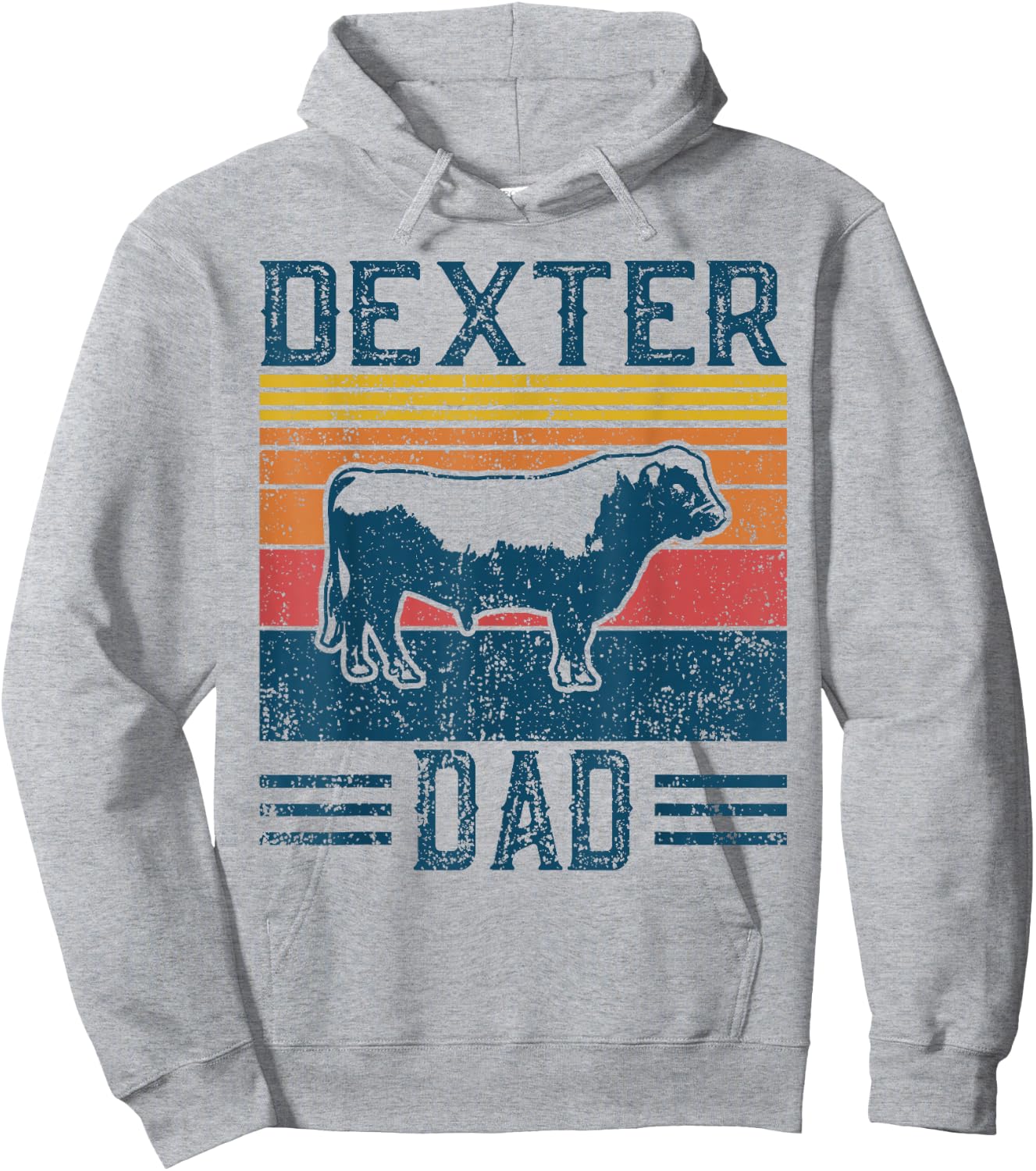 Best Cow Dad Men - Vintage Cattle Dexter Hoodie - Hoodie | Ash