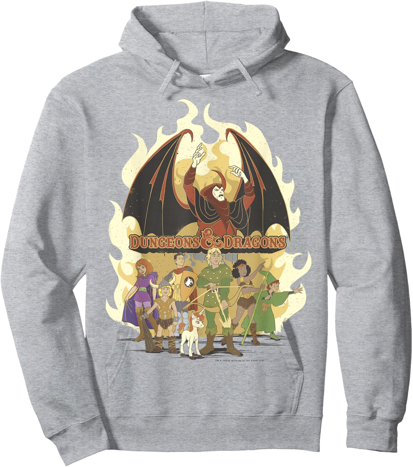 Dungeons & Dragons Group Shot Flame Portrait Hoodie - Hoodie | Ash