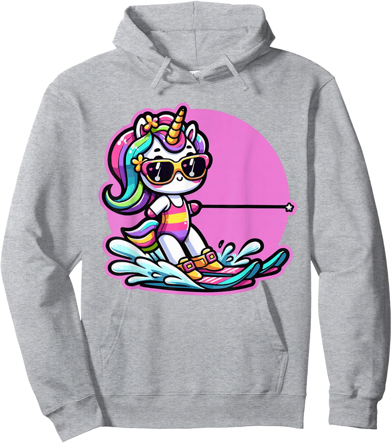 Waterski Girl Waterskier Unicorn Waterski Hoodie - Hoodie | Ash