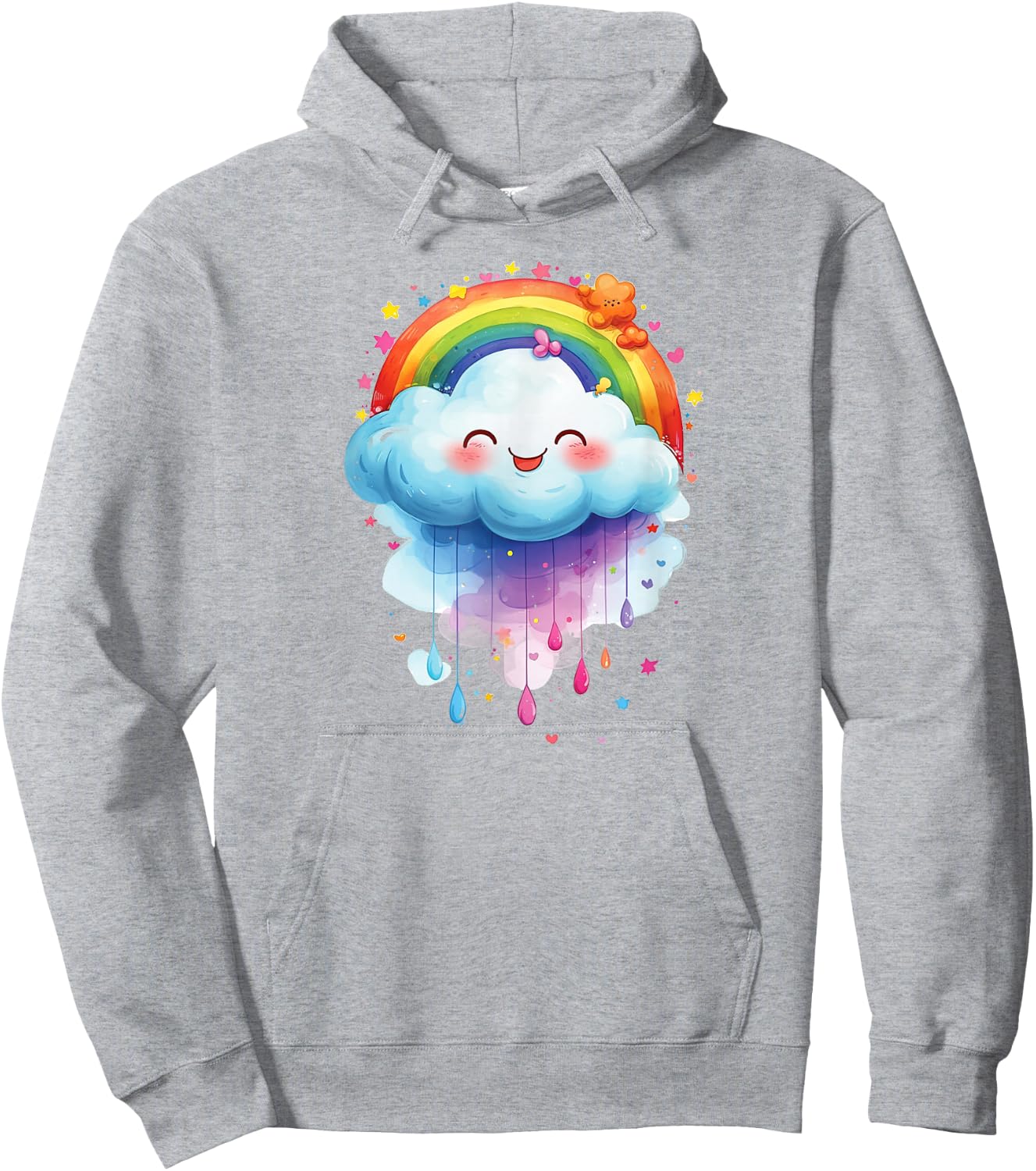 Cute Cloud Happy Rainbow Cloud , White, S Hoodie - Hoodie | Ash