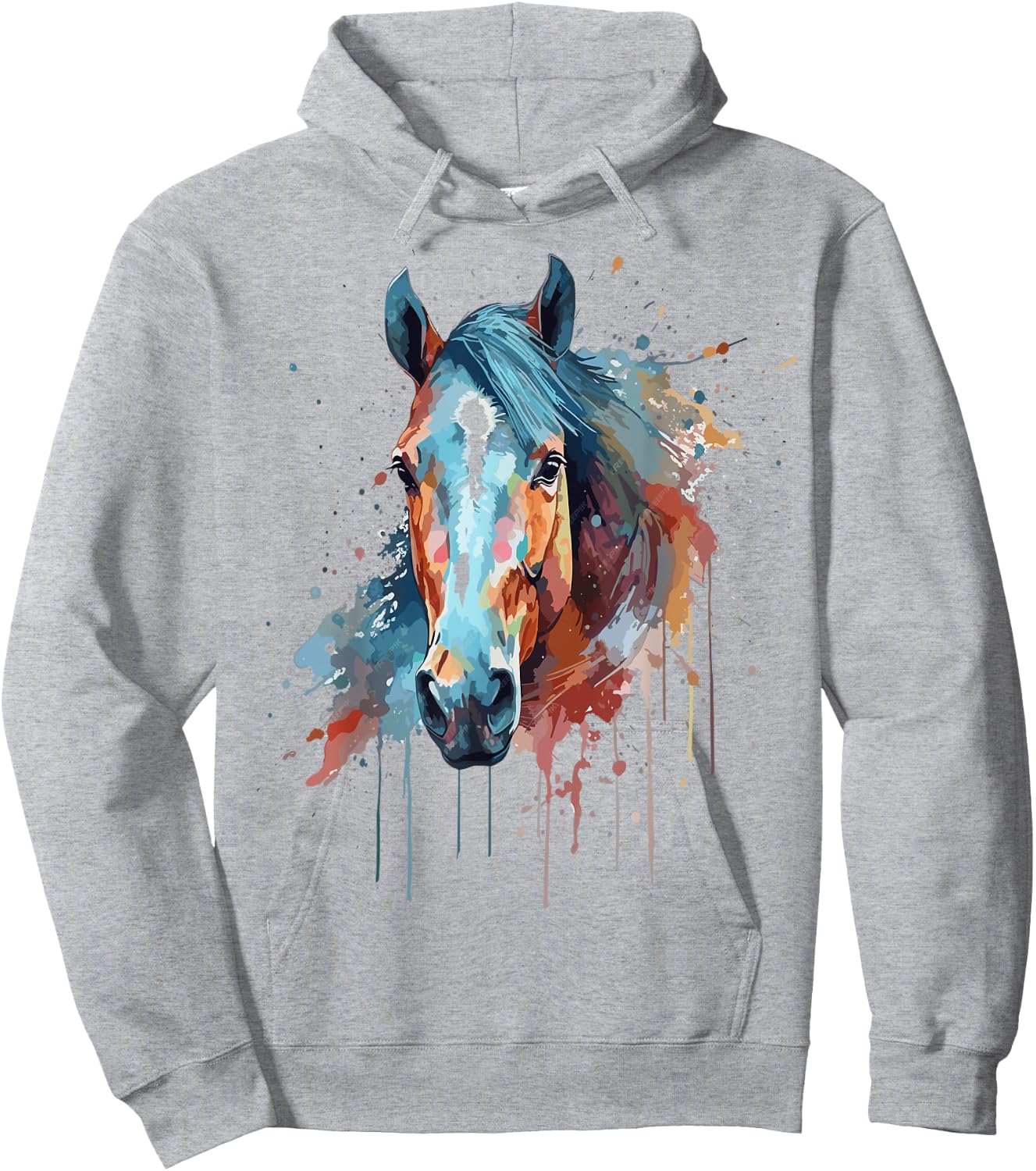 Horse Head Watercolor Equestrian Hoodie - Hoodie | Ash