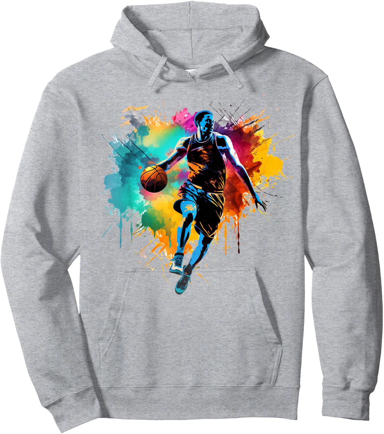 Colorful Basketball player Boy on Basketball Hoodie - Hoodie | Ash