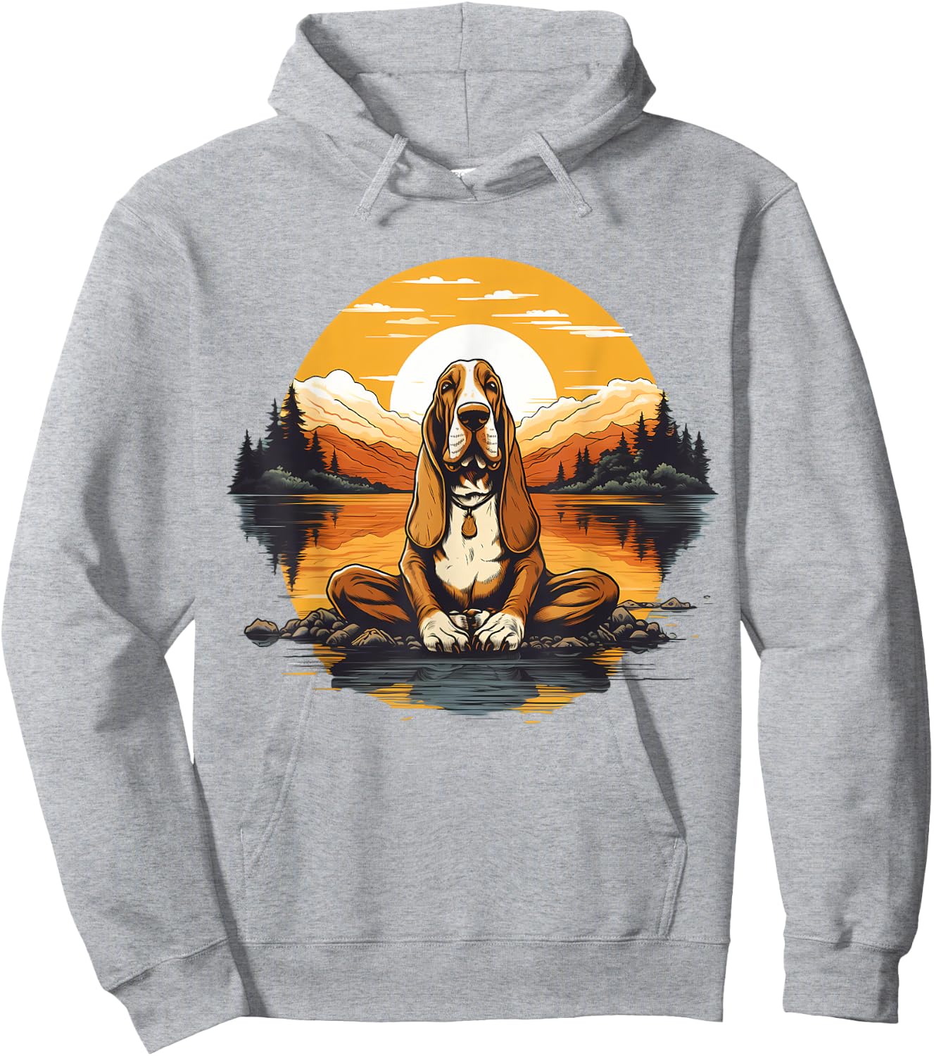 Basset Hound Dog Meditation Yoga Men Women Kids Hoodie - Hoodie | Ash