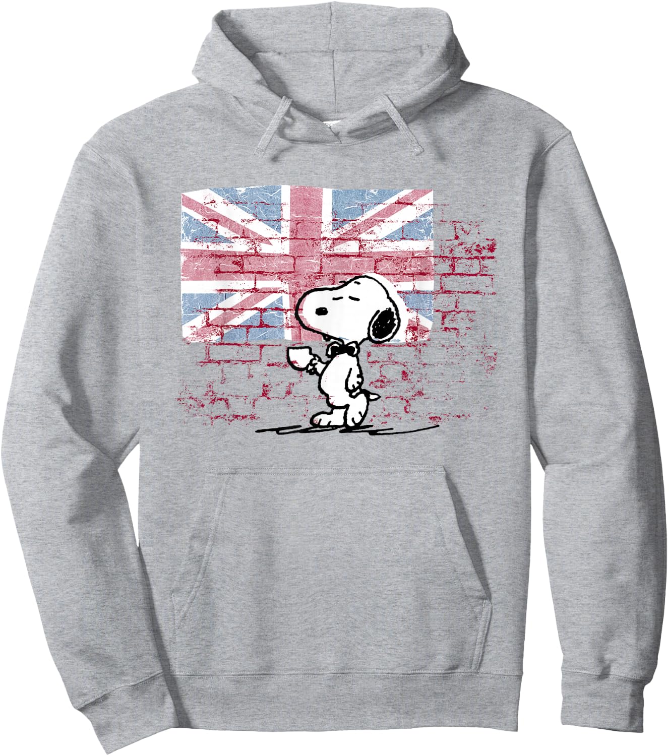 Peanuts Snoopy Posh Union Jack Wall , White Hoodie - Hoodie | Ash