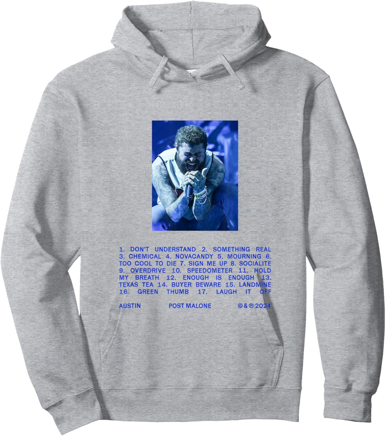 Post Malone Austin Official Watchlist, grey, S Hoodie - Hoodie | Ash