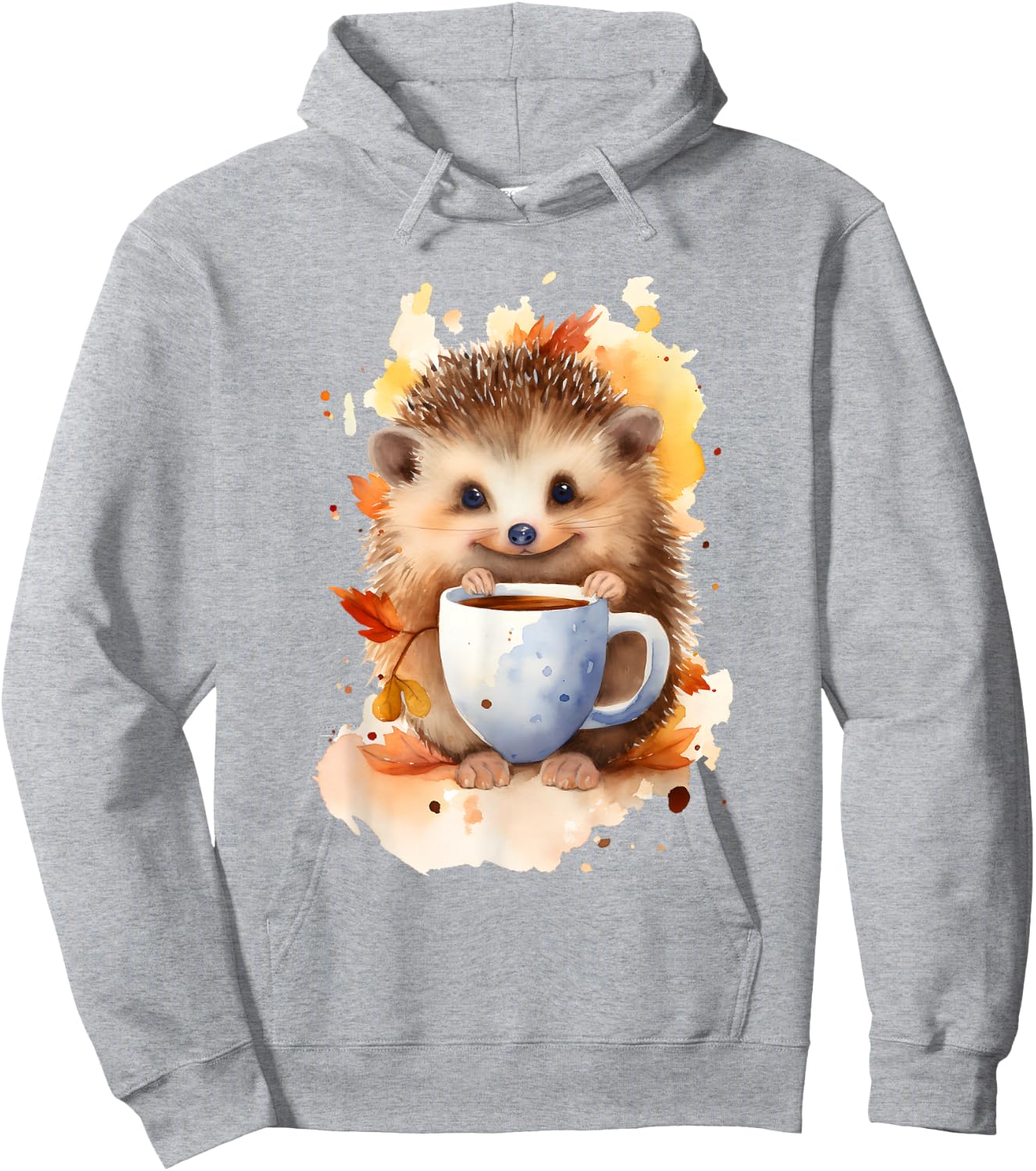Hedgehog with coffee watercolor style Hoodie - Hoodie | Ash