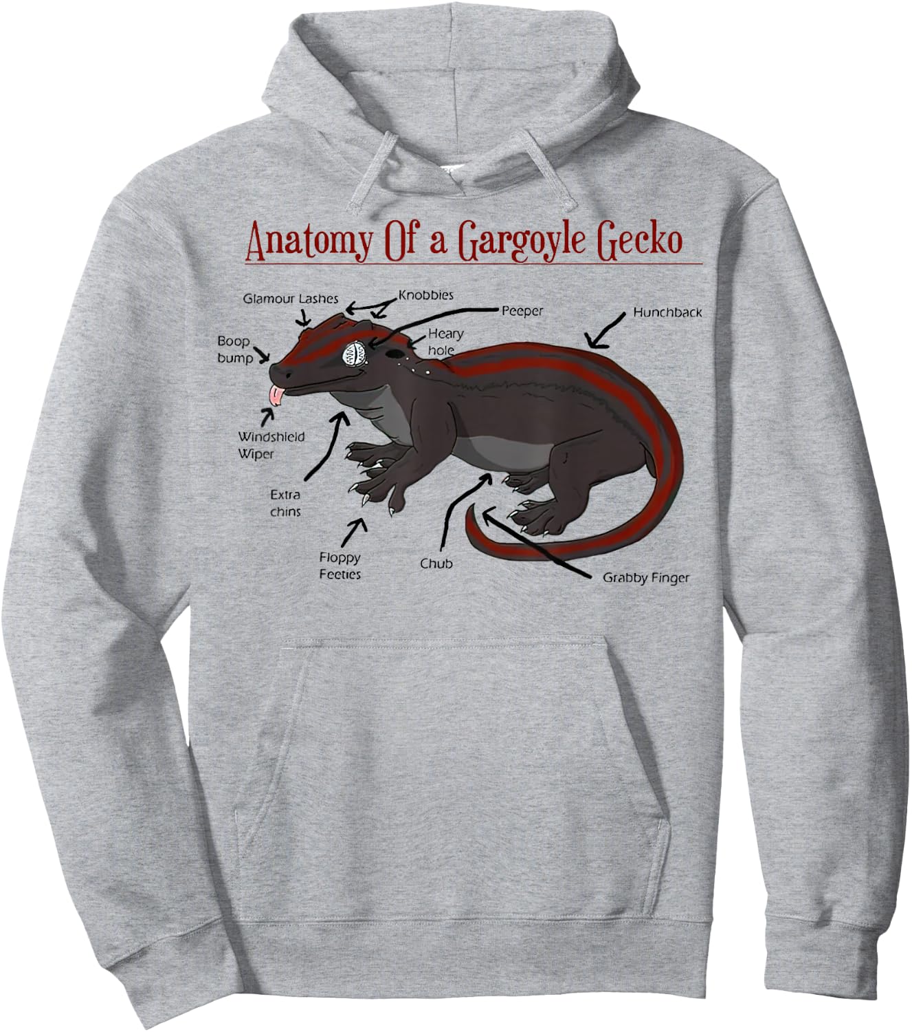 Anatomy of a Gargoyle Gecko Hoodie - Hoodie | Ash