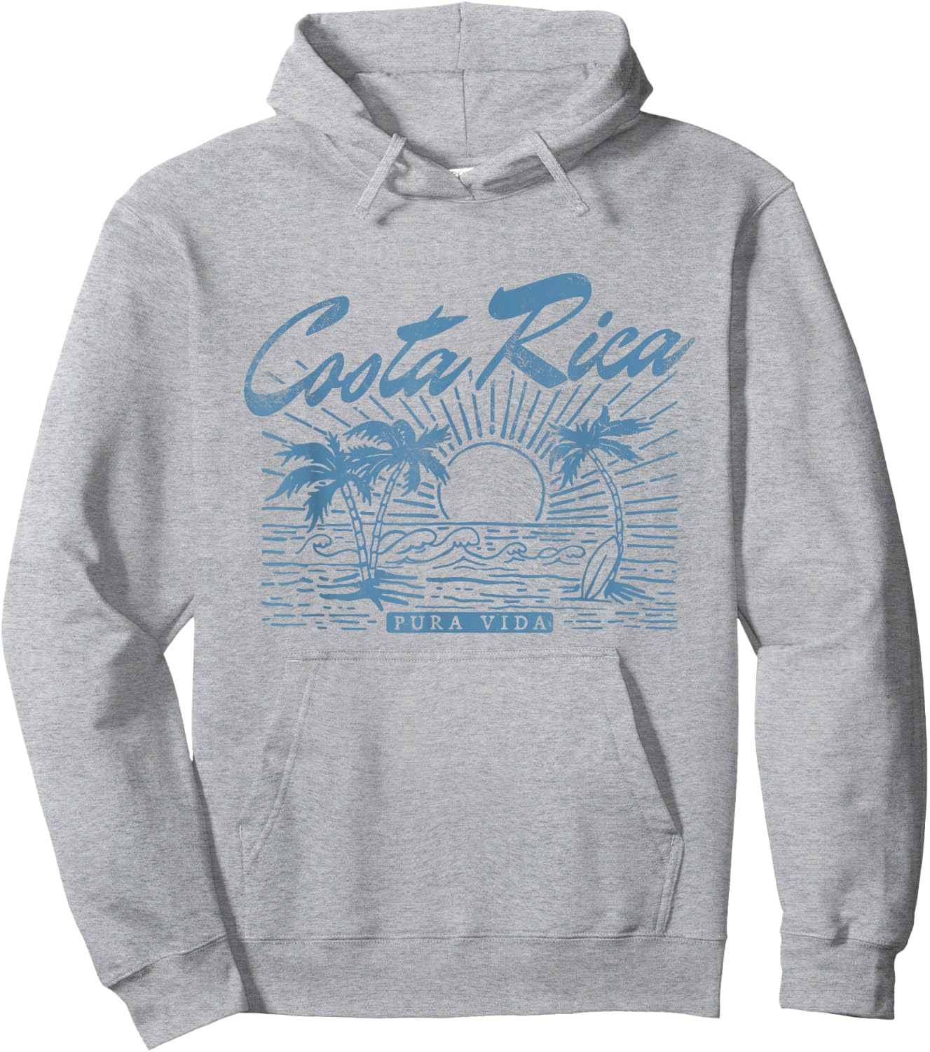 Costa Rica Pura Vida Vintage Distressed Beach Hoodie - Hoodie | Ash