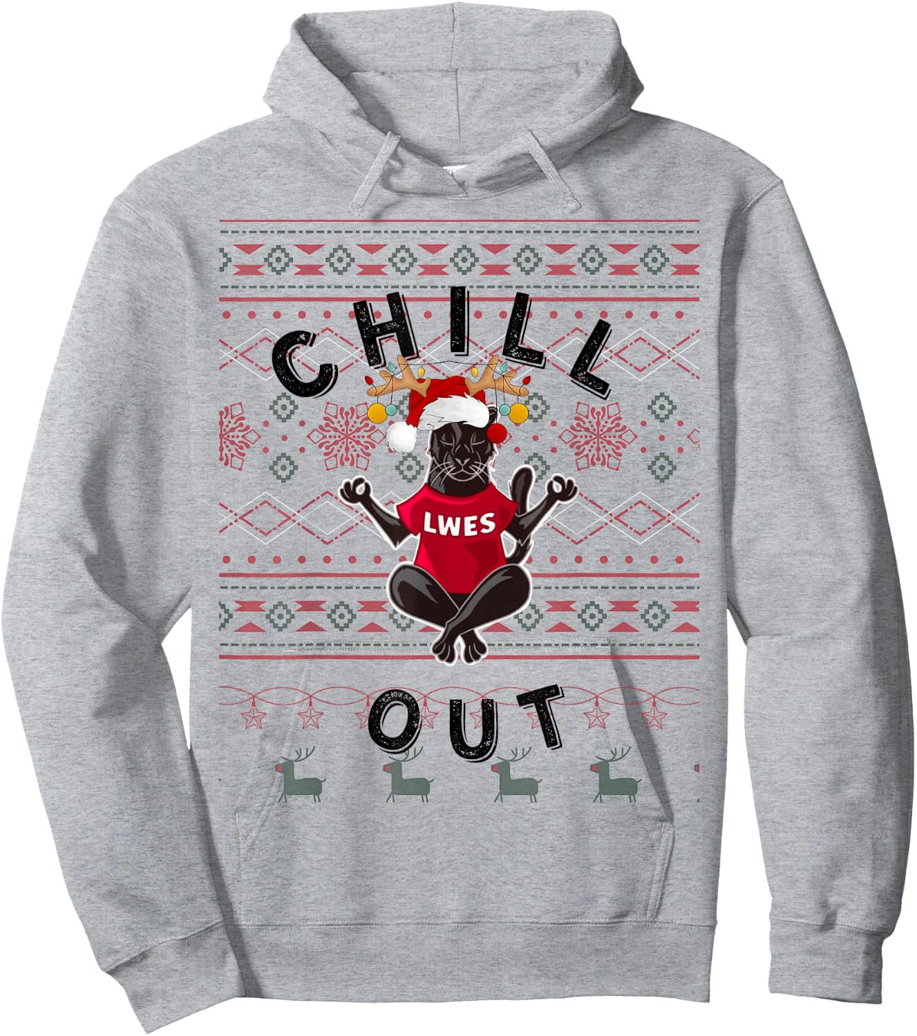 LWES Zen Panther, Ugly Sweater Hoodie - Hoodie | Ash