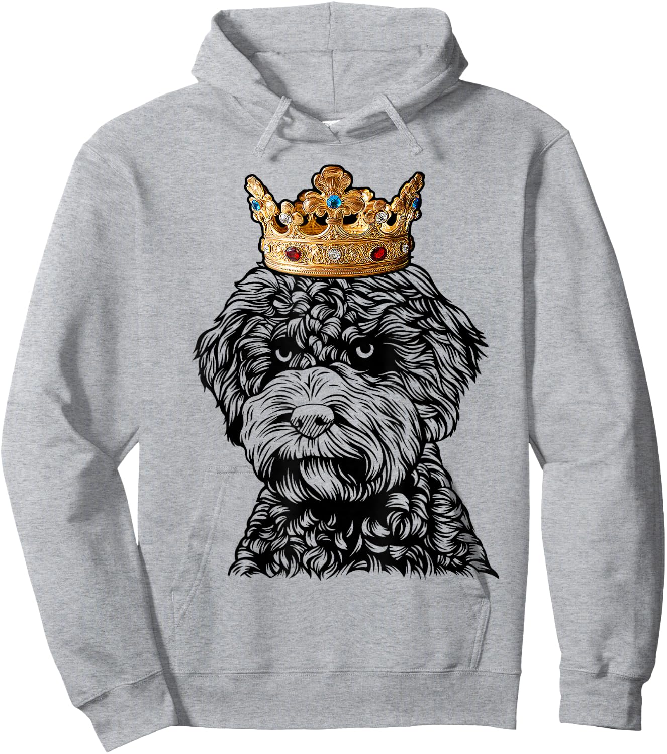Lagotto Romagnolo Dog Wearing Crown Hoodie - Hoodie | Ash