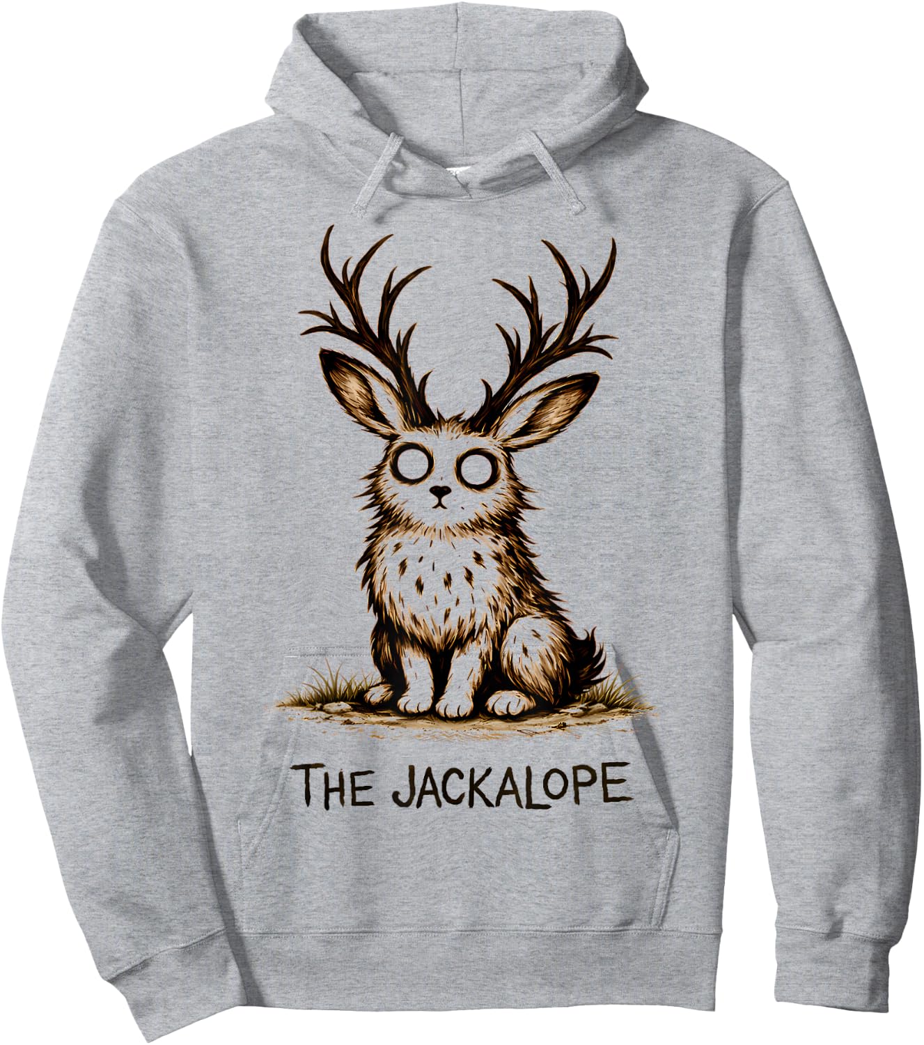Jackalope Cute Creepy Cryptid Hoodie - Hoodie | Ash