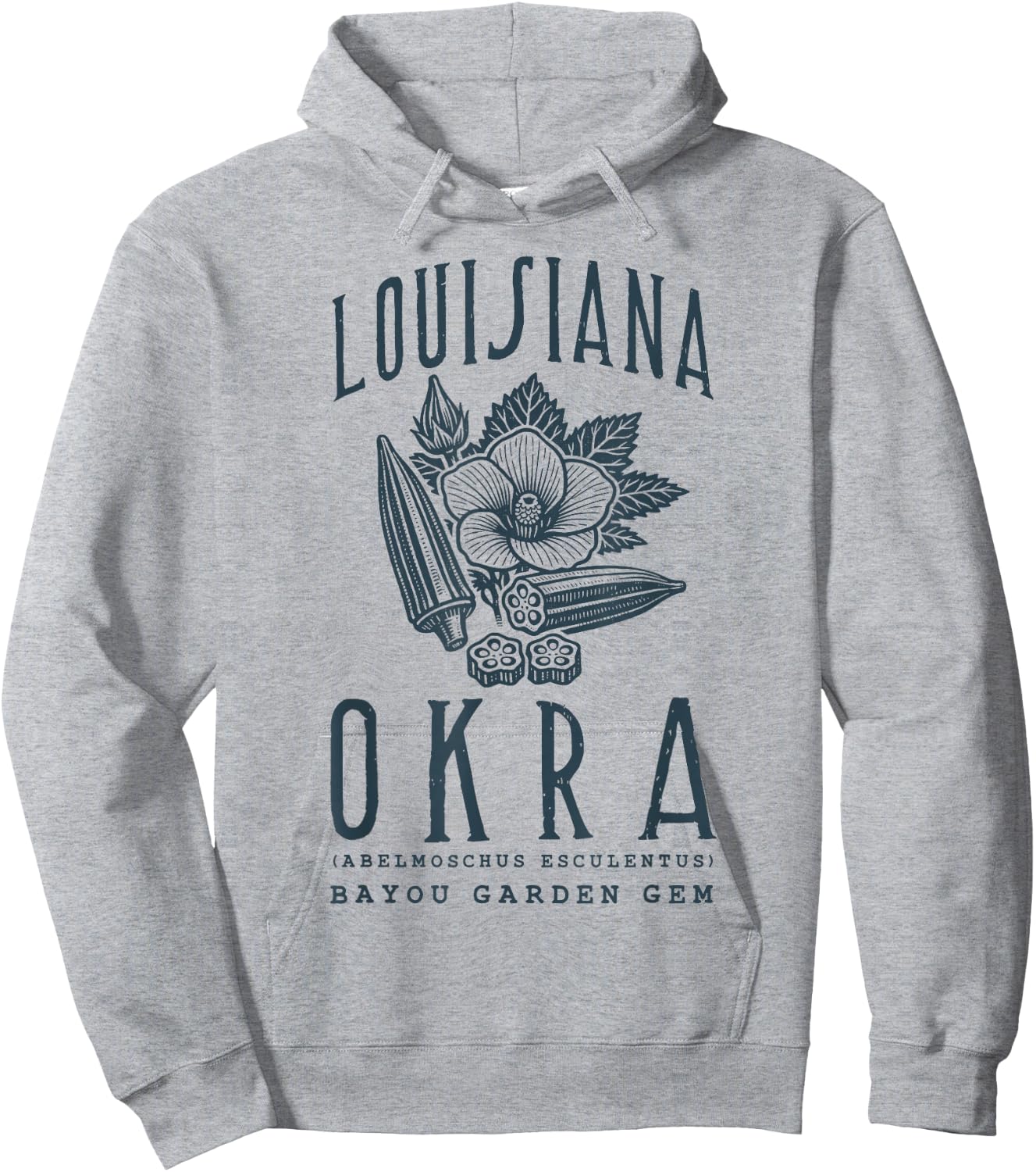 Louisiana Okra Vintage Botanical Hoodie - Hoodie | Ash