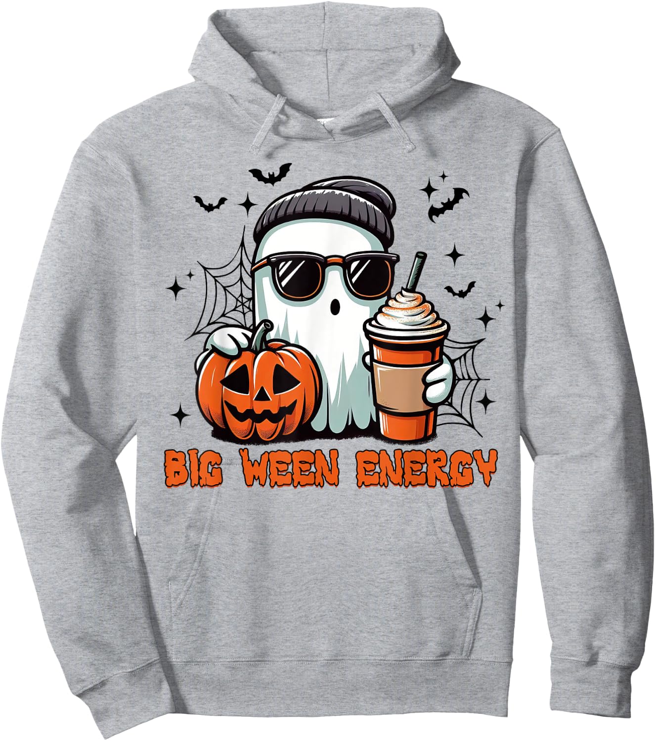 Big Ween Energy Ghost Sunglasses Hoodie - Hoodie | Ash